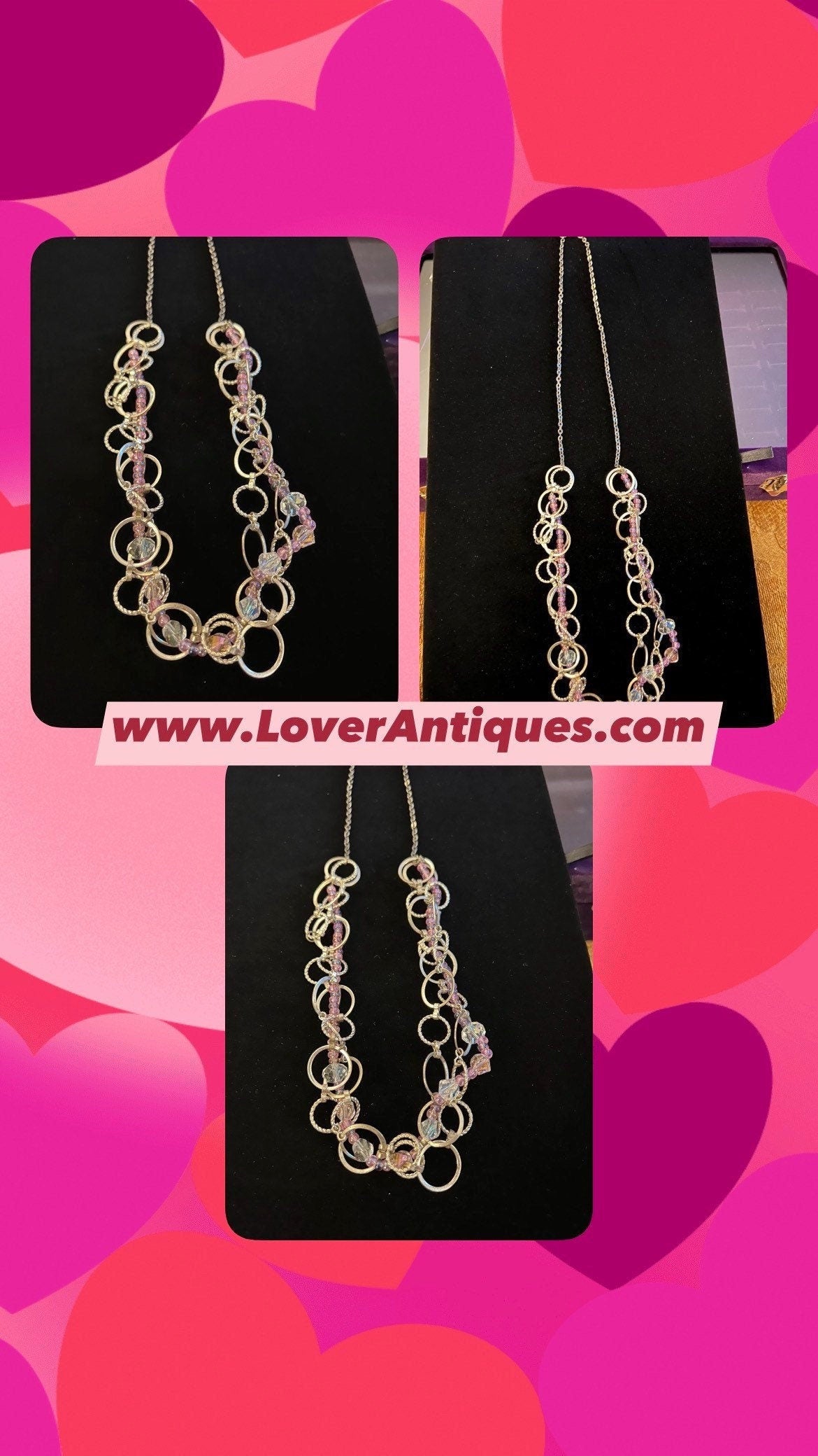 Vintage Pink Circles Necklace With Gold Accents Jewelry Pretty Things Lover Antiques
