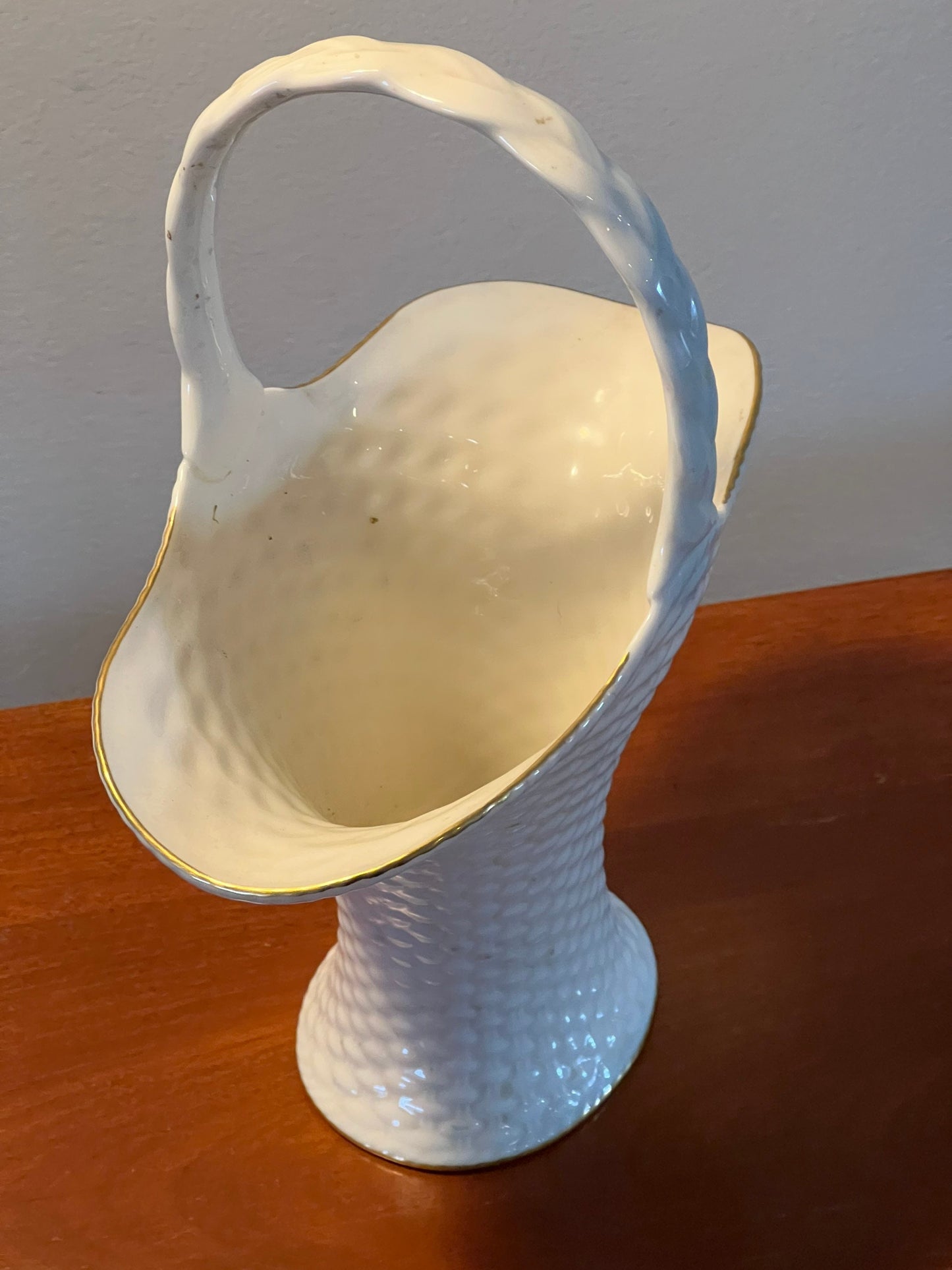 Vintage Lenox White Cream Porcelain Basket Weave Flower Vase with Handle and Gold Lining Vintage Ceramic Lover Antiques and Vintage