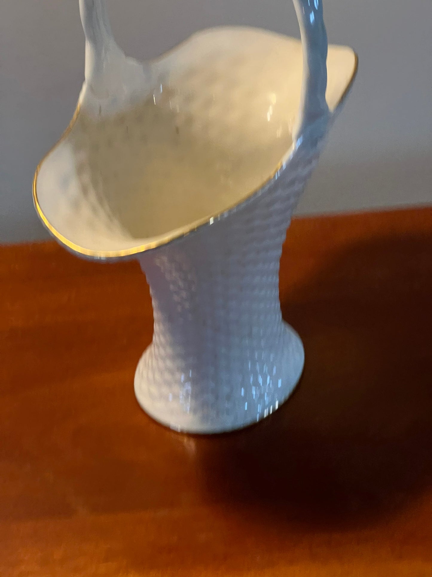 Vintage Lenox White Cream Porcelain Basket Weave Flower Vase with Handle and Gold Lining Vintage Ceramic Lover Antiques and Vintage