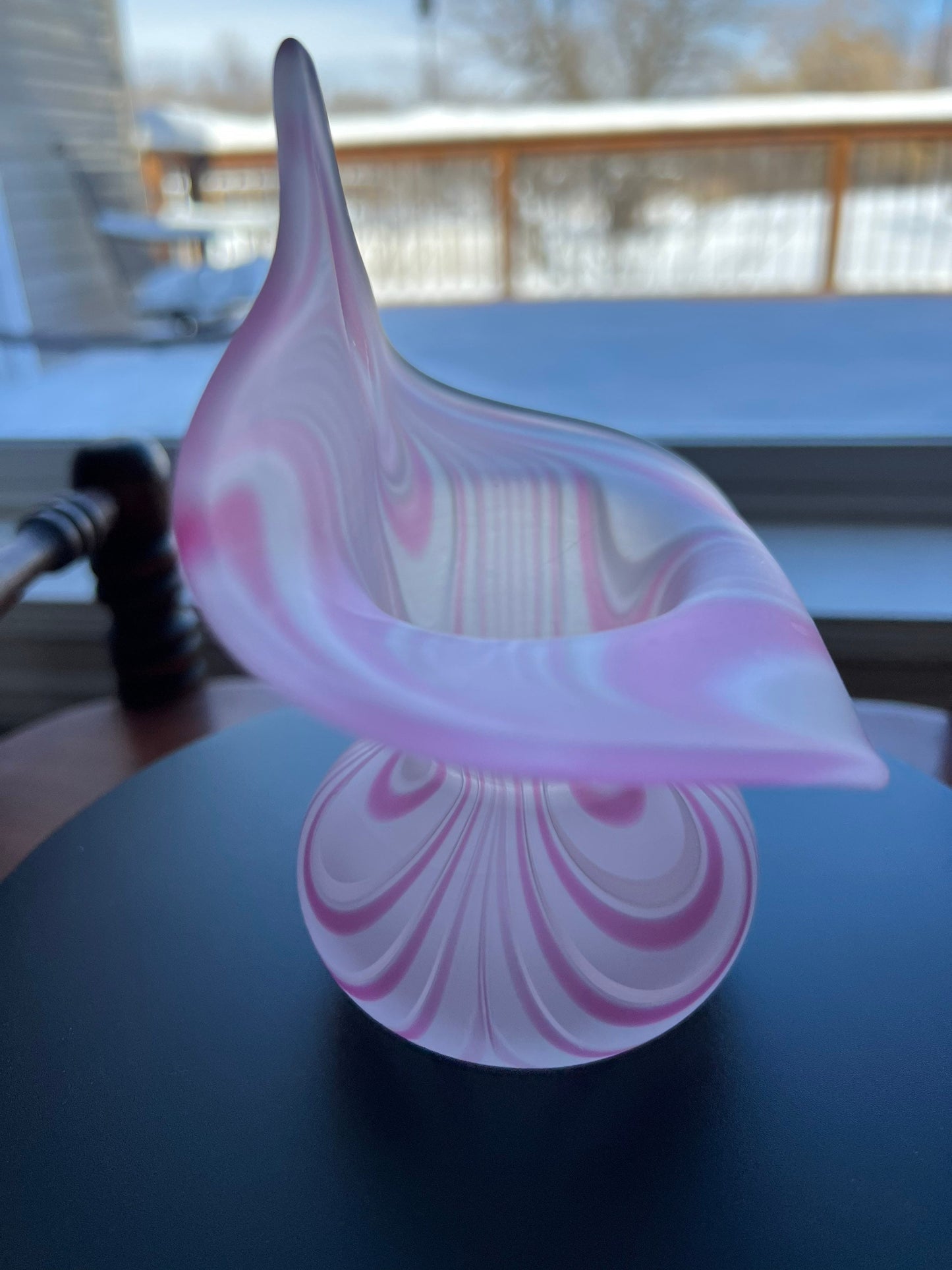 Vintage Pink Swirl Fenton Style Jax Pulpit Tulip Vase