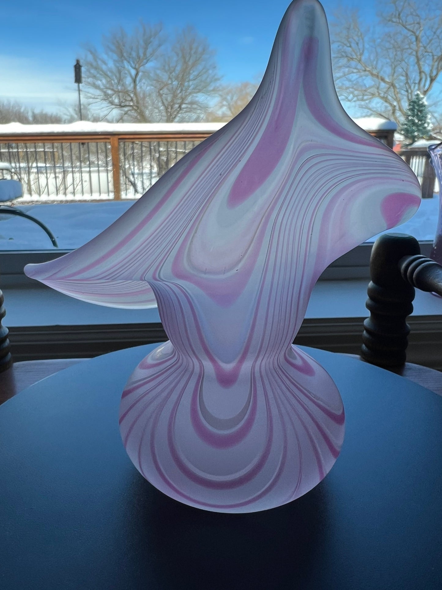 Vintage Pink Swirl Fenton Style Jax Pulpit Tulip Vase