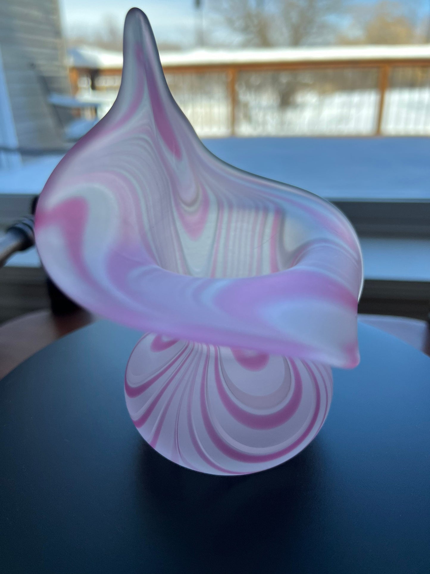 Vintage Pink Swirl Fenton Style Jax Pulpit Tulip Vase