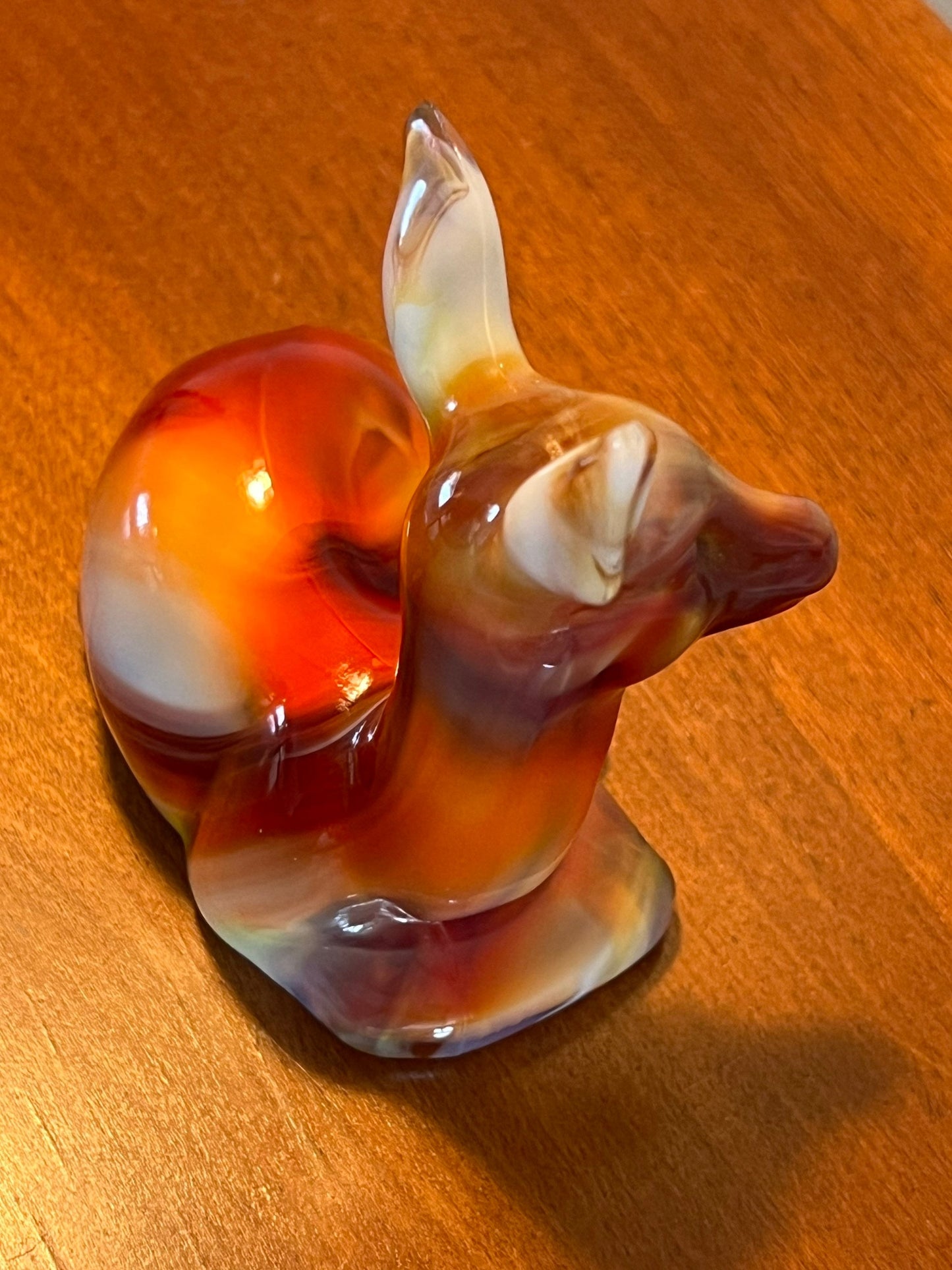 Vintage Fenton Fawn Deer Ruby Marble 1984 Special Order Satin Glass Art Glows Under Black Light Lover Antiques and Vintage