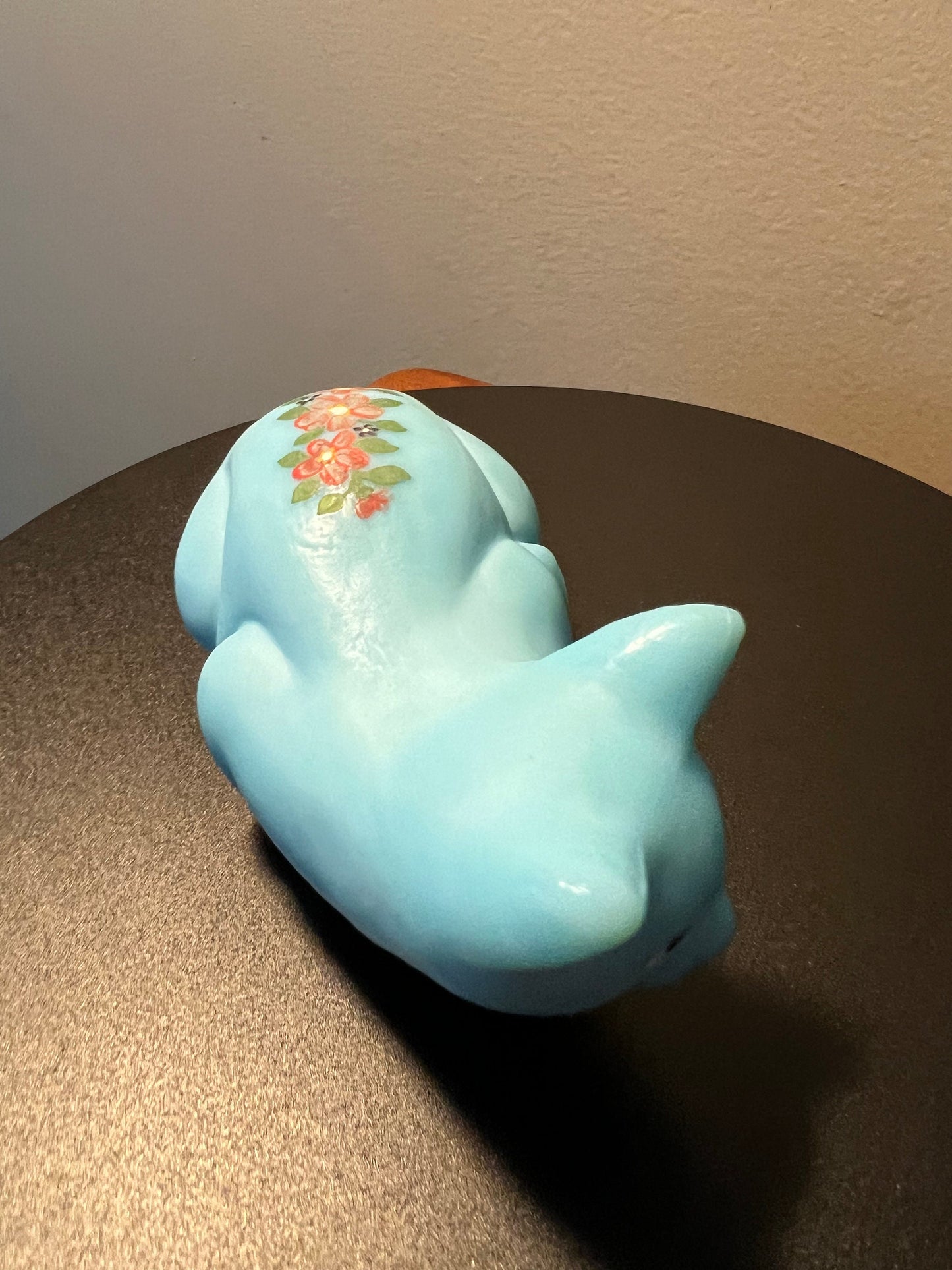 Vintage Mosser Blue Cat Hand Painted by Sara Glass Art Cats Lover Antiques and Vintage