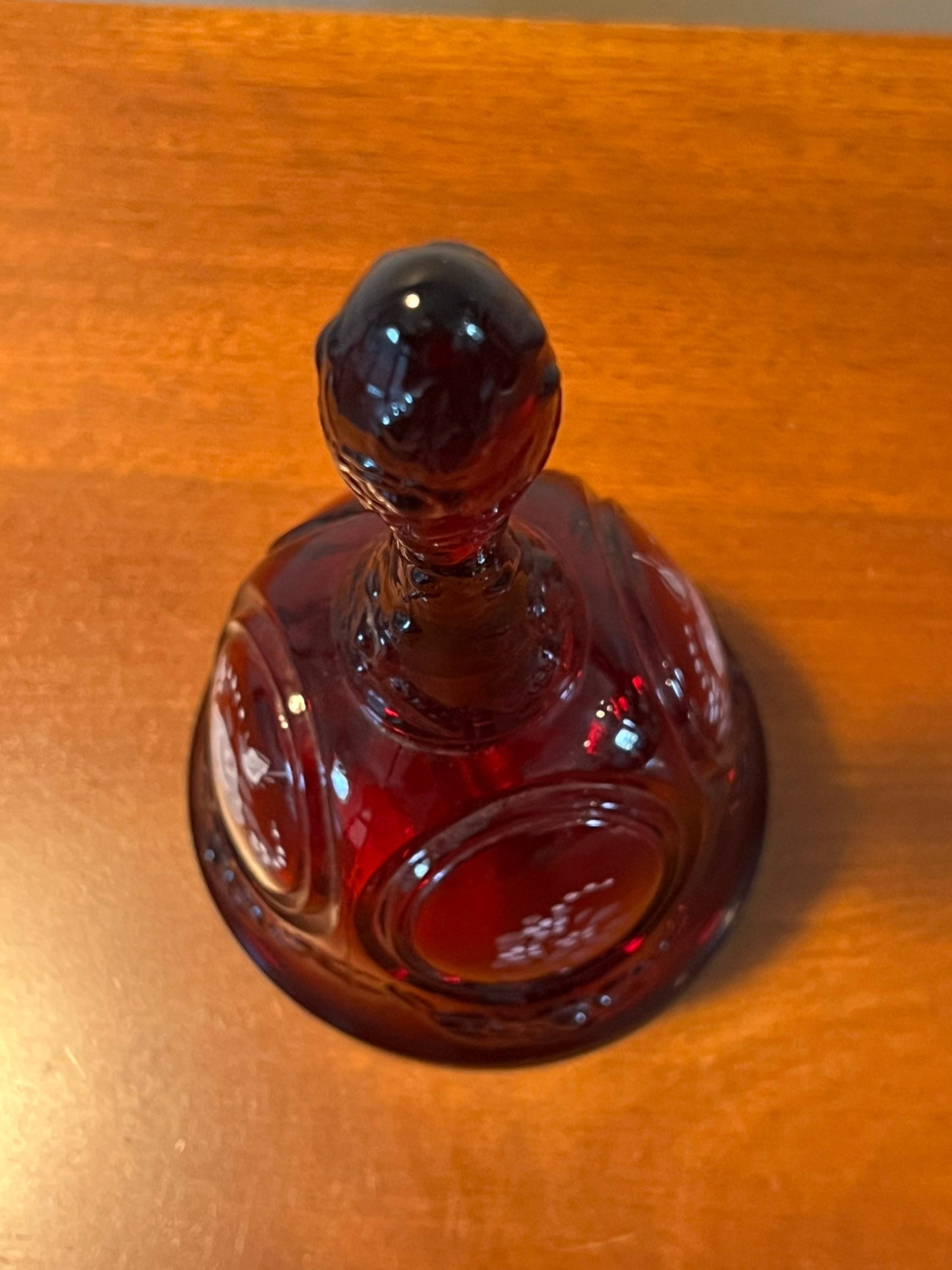 Vintage Fenton Red Amberina Bell Hand Painted and Signed by Dilu A. Art Glass Bells