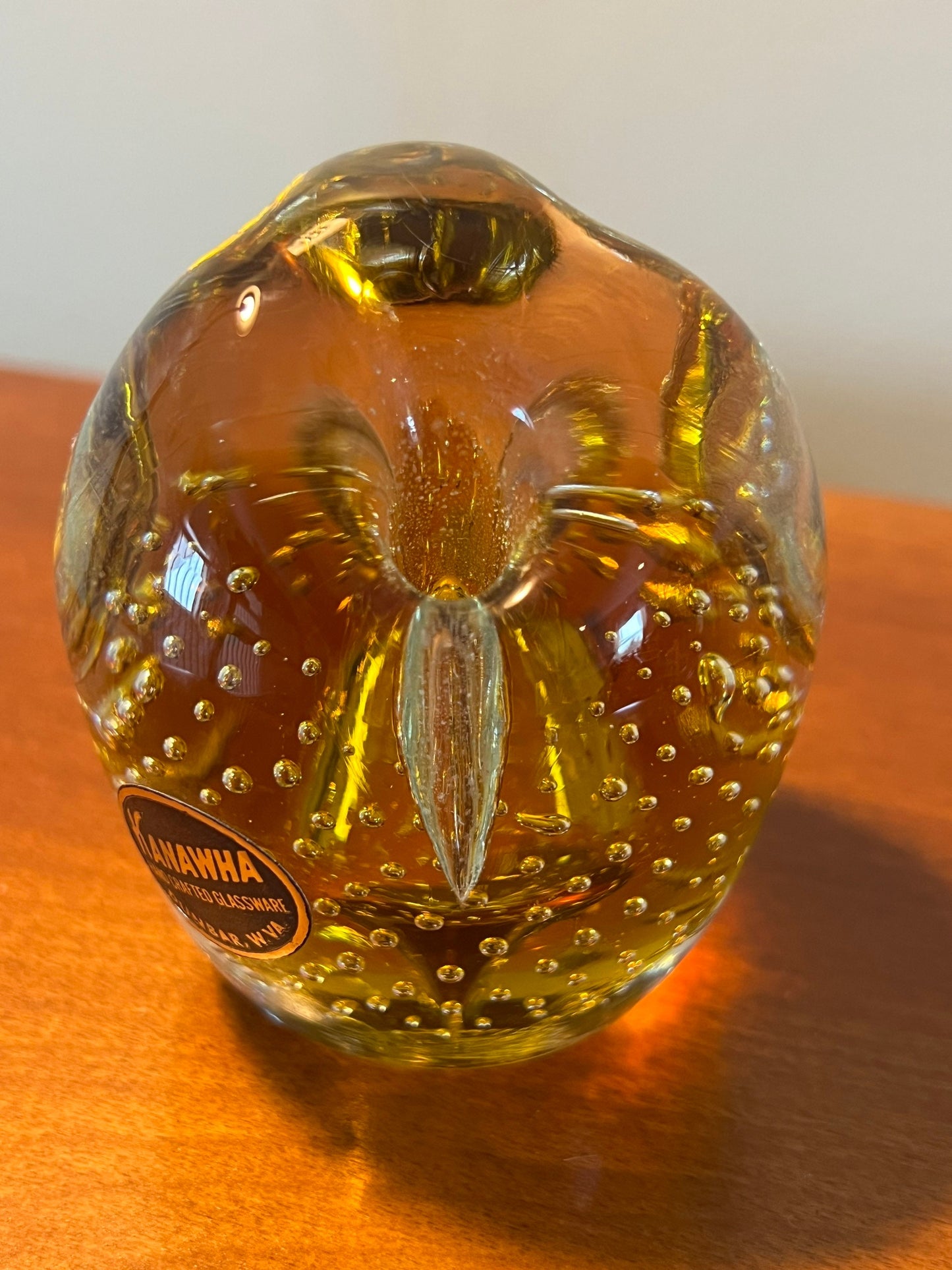 Vintage Amber Kanawha Owl Paperweight Glass Sculpture Art Glass Artwork Art Vintage Amber Kanawha Glass Art
