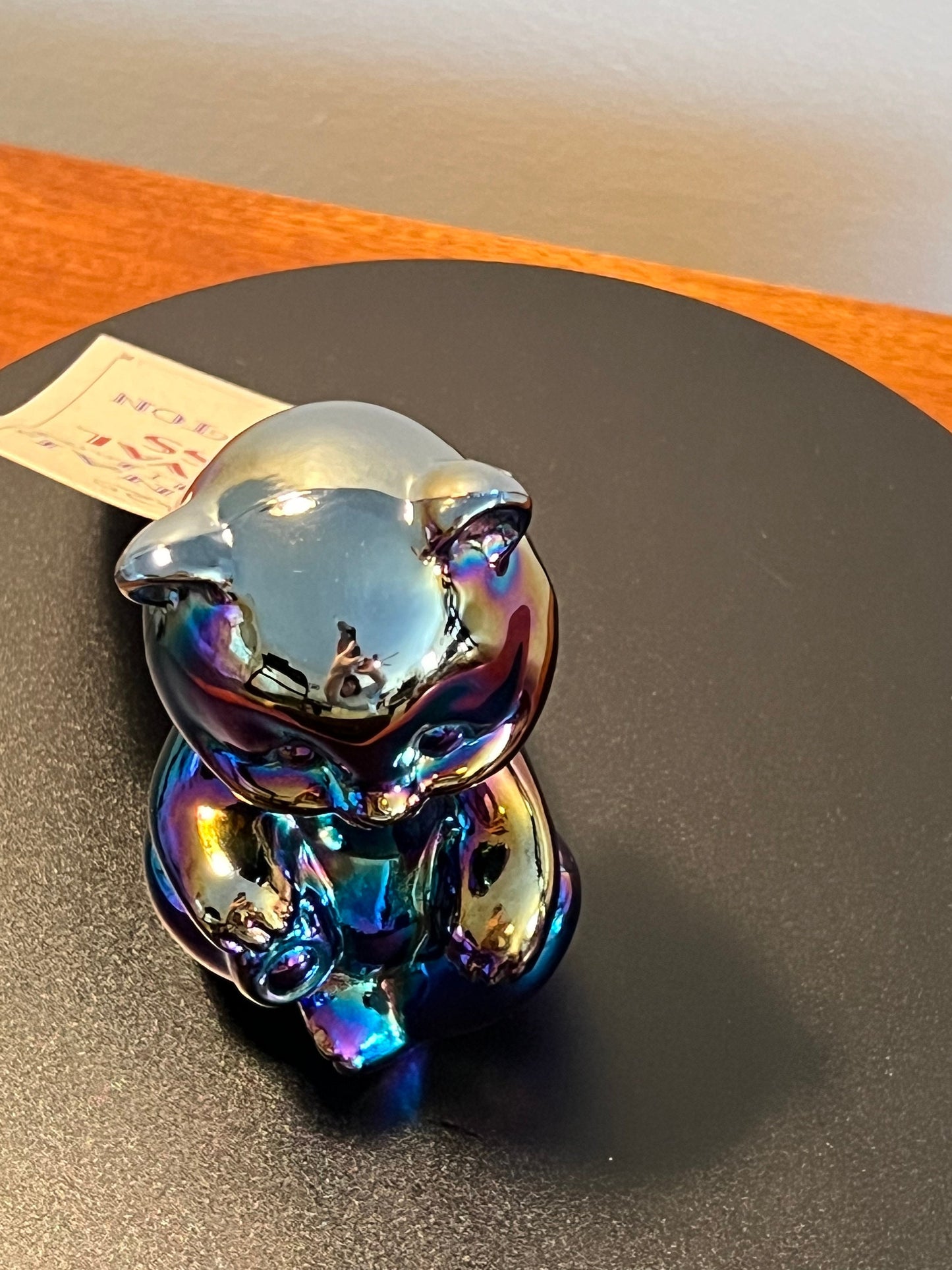 Vintage Fenton Iridescent Red Carnival Glass Bear Cub Animal Glass Art Lover Antiques and Vintage