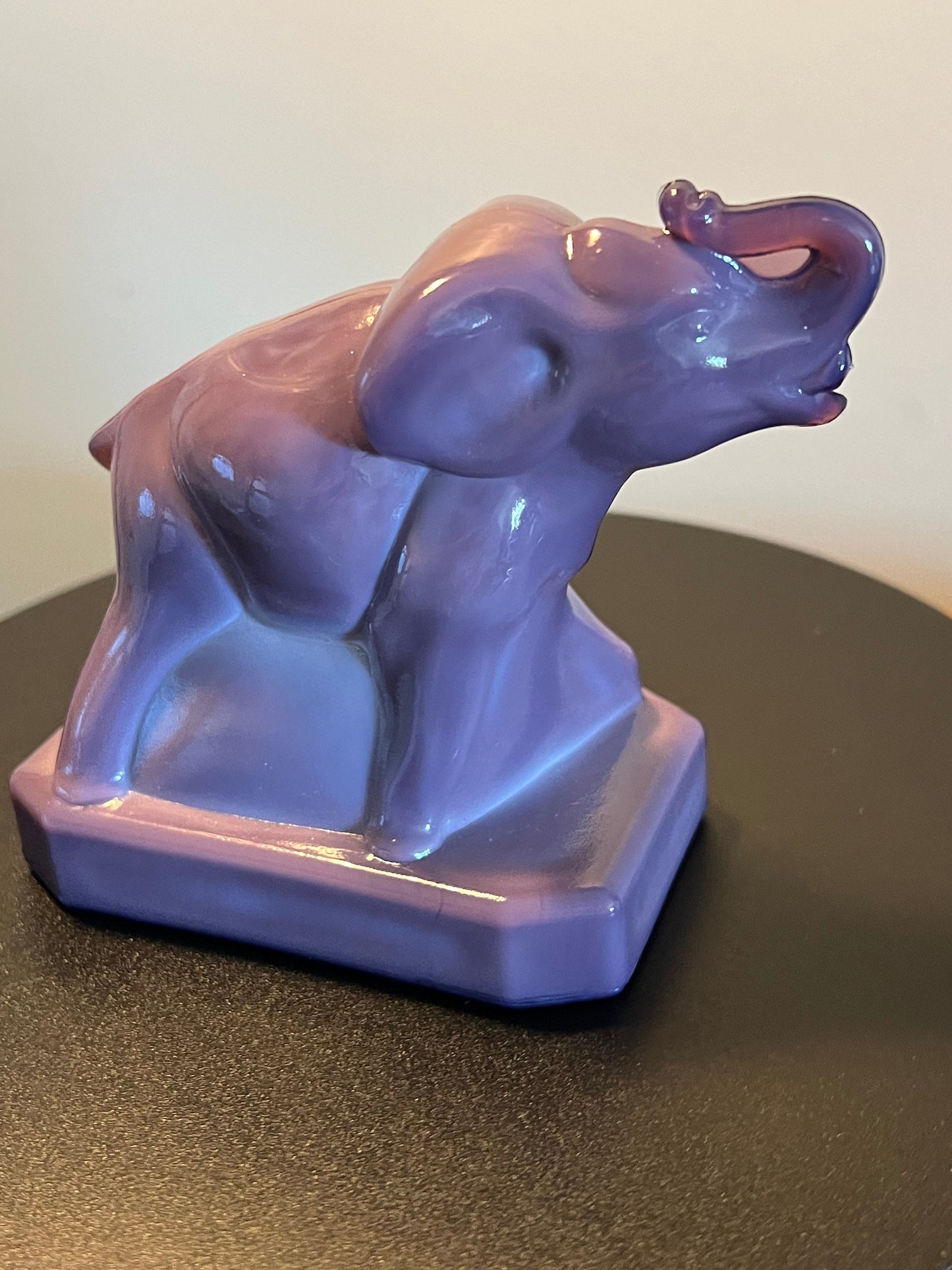 Vintage Boyds Lavender Elephant Zack the Elephant figurine paperweight glass art elephant with trunk up lucky elephants collectibles