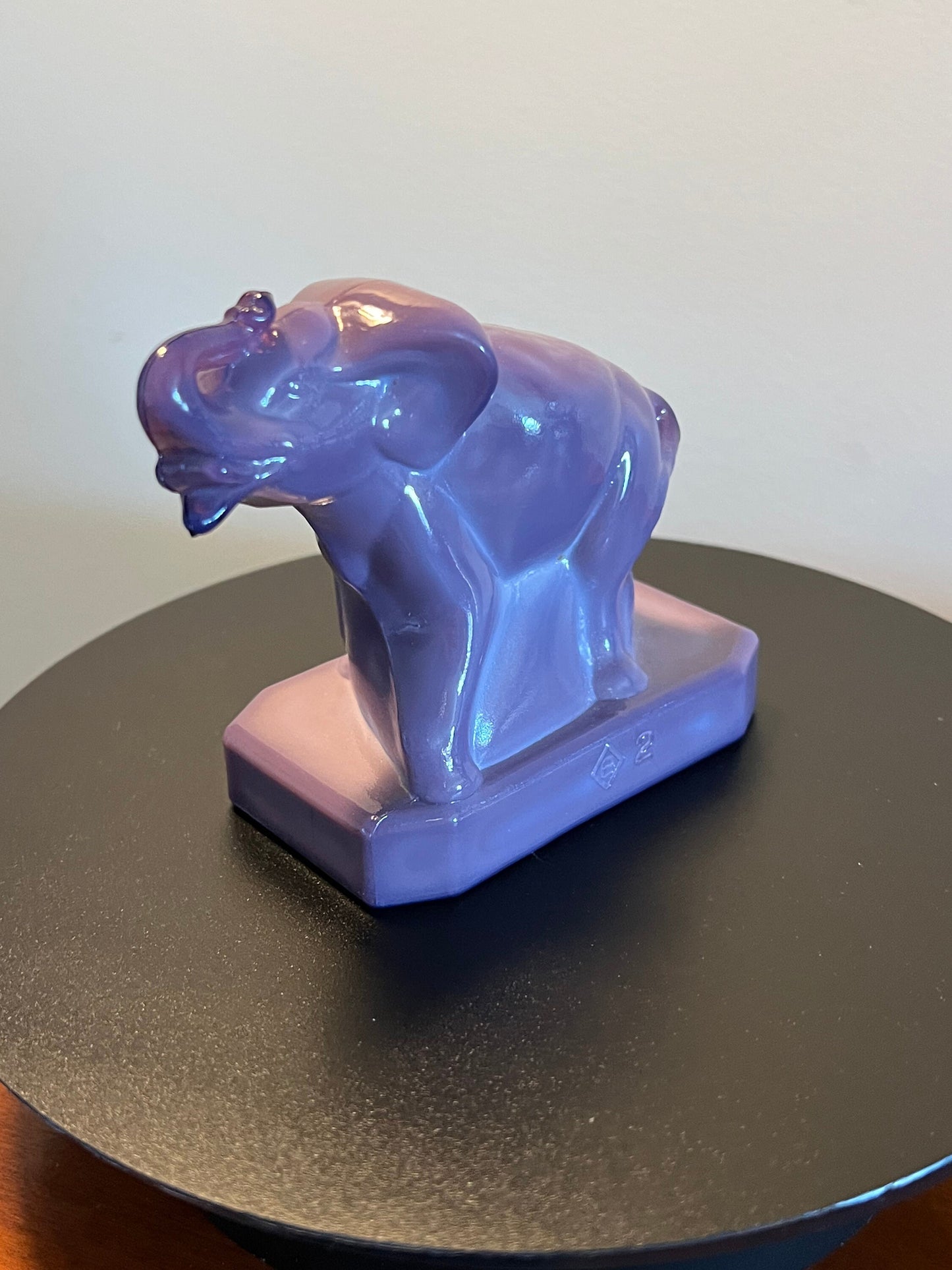 Vintage Boyds Lavender Elephant Zack the Elephant figurine paperweight glass art elephant with trunk up lucky elephants collectibles