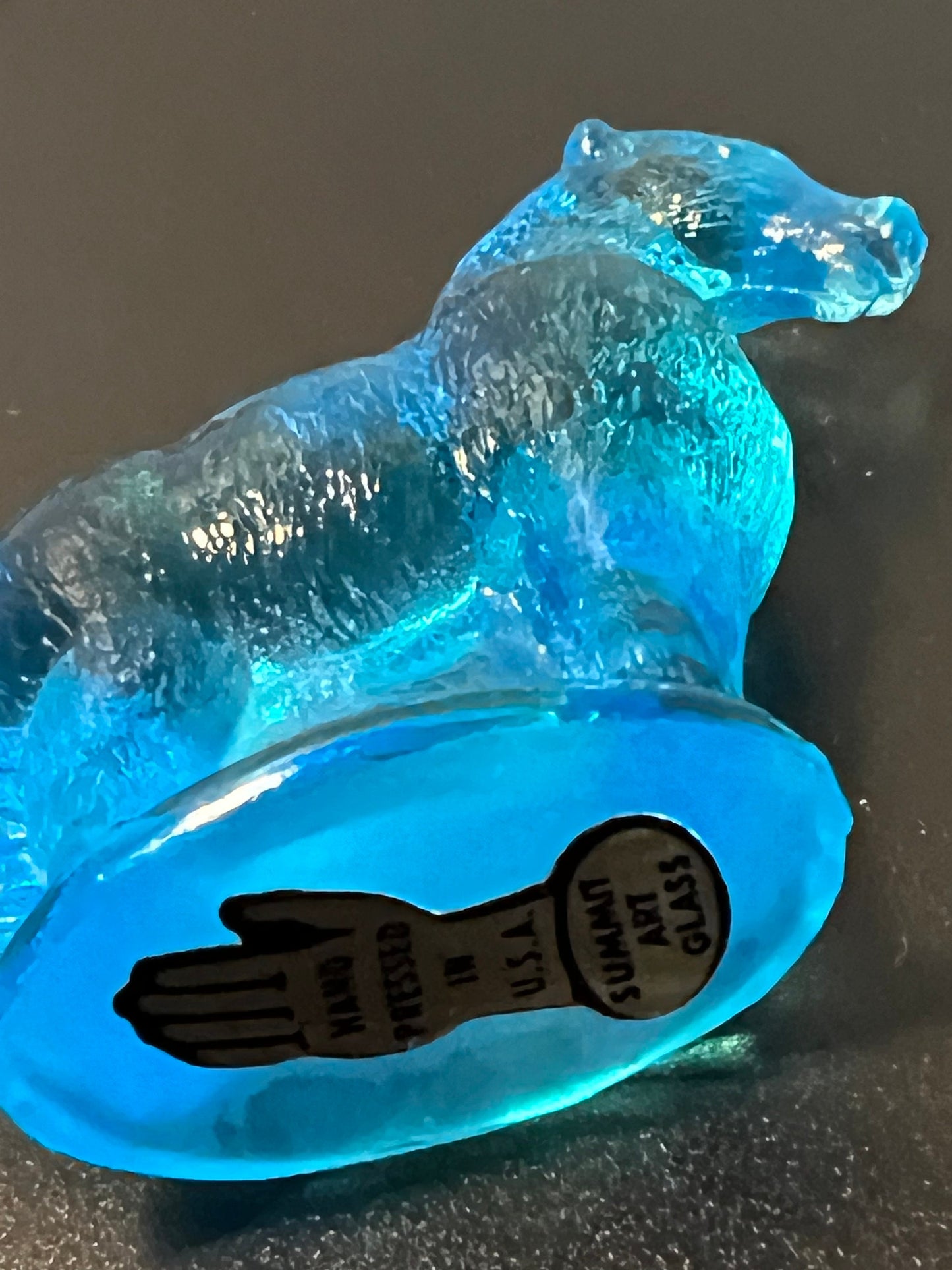 Vintage Blue Glass Horse Figurine by Summit Art Glass Company Hand Pressed in the USA Horses Lover Antiques and Vintage