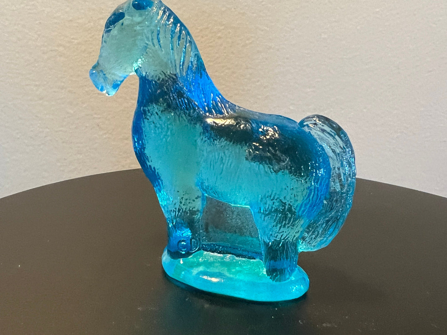 Vintage Blue Glass Horse Figurine by Summit Art Glass Company Hand Pressed in the USA Horses Lover Antiques and Vintage
