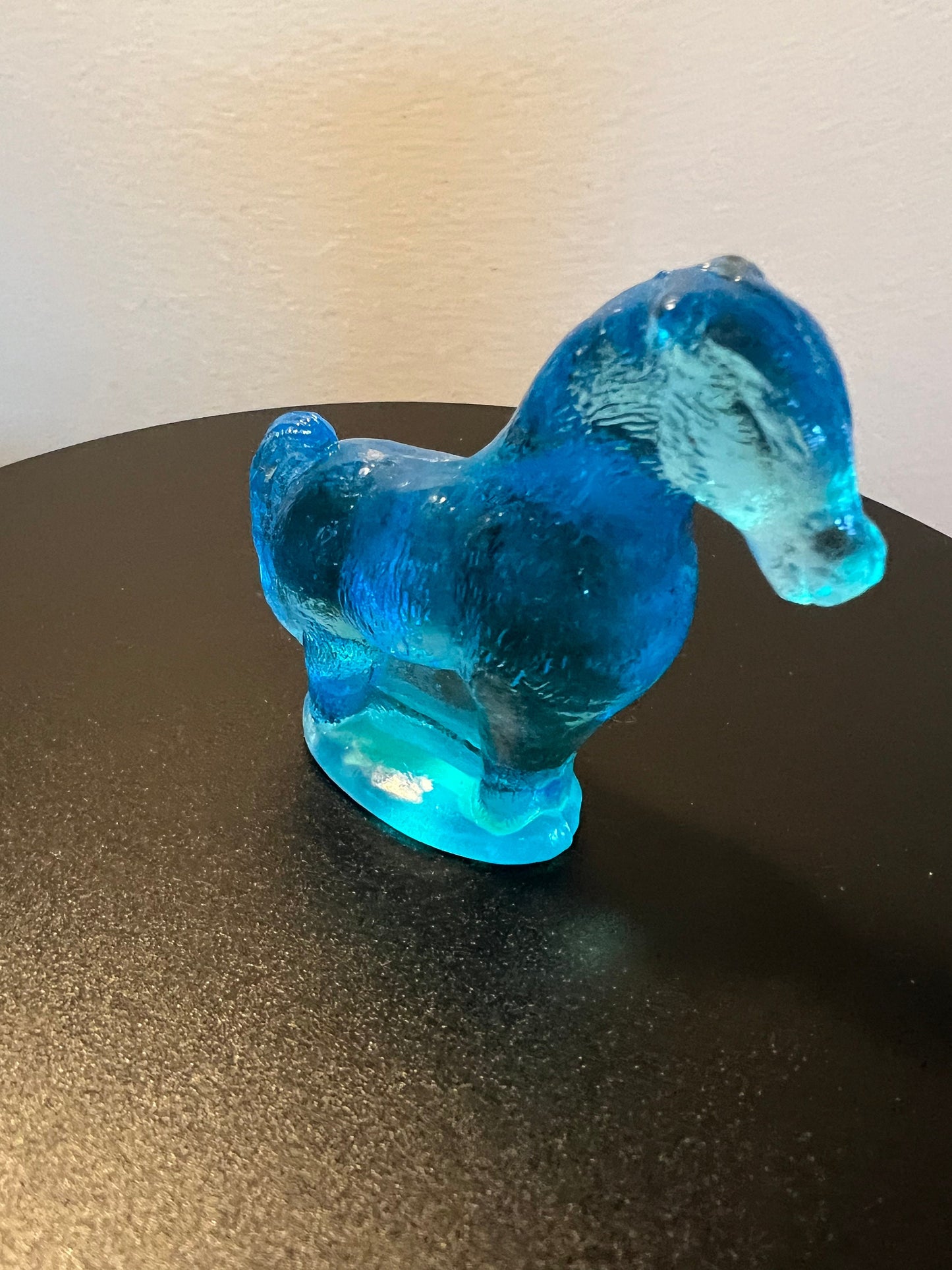 Vintage Blue Glass Horse Figurine by Summit Art Glass Company Hand Pressed in the USA Horses Lover Antiques and Vintage