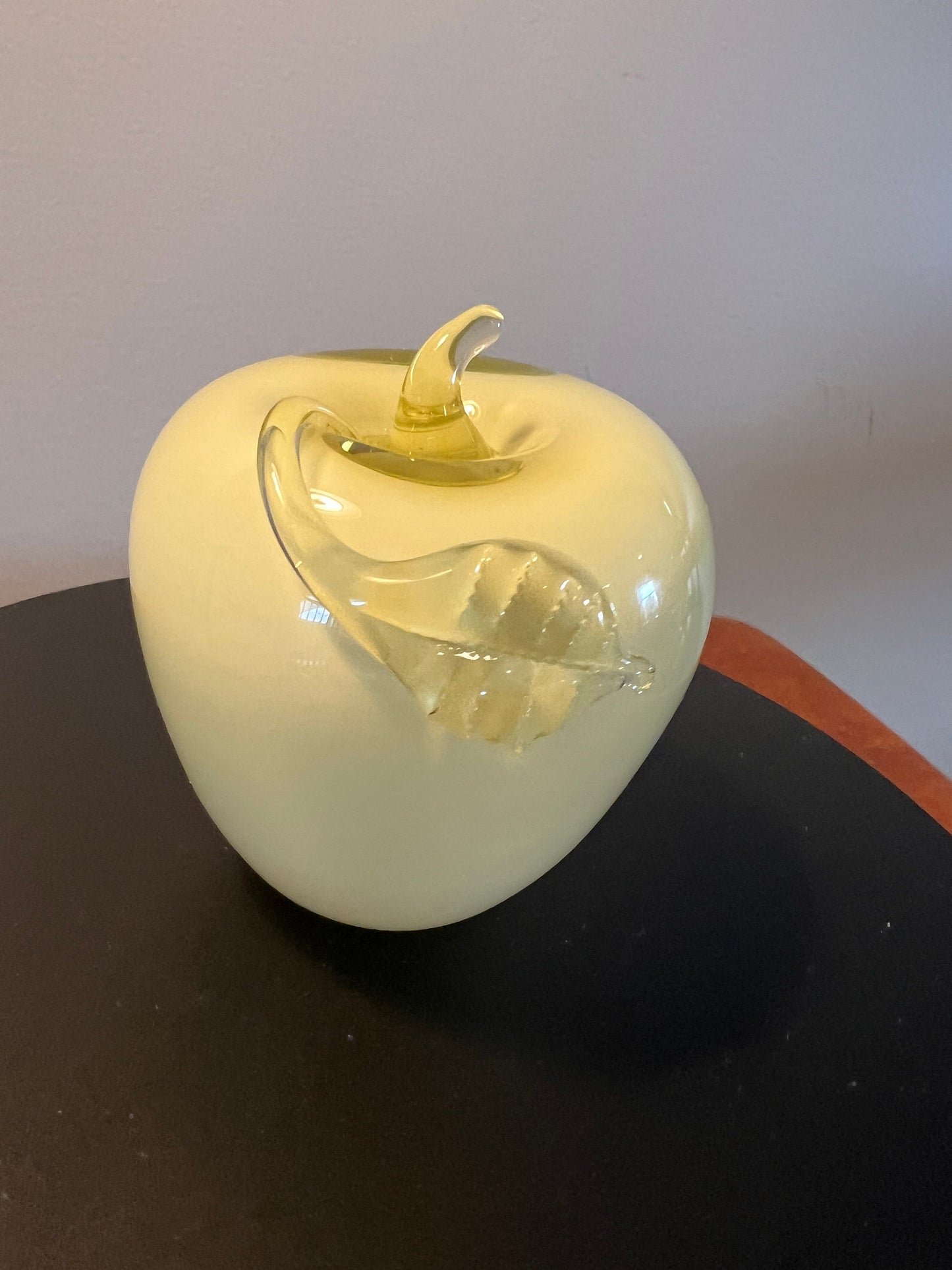 Vintage Fenton Yellow Glass Apple Paperweight with Overlay Apples Lover Antiques & Vintage