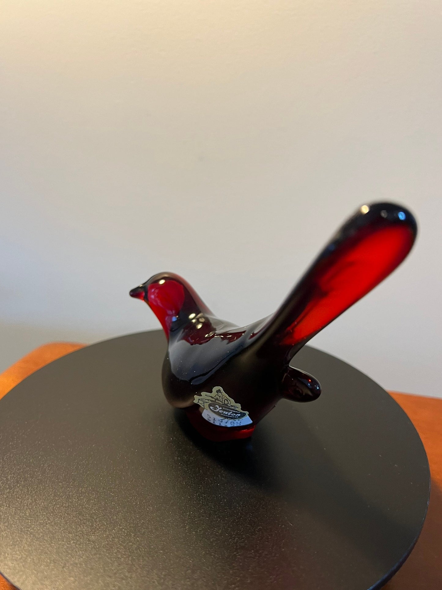 Vintage Fenton Red Long Tail Bird Figurine Amberina Art Glass Red Tailed Glass Figurine Lover Antiques and Vintage