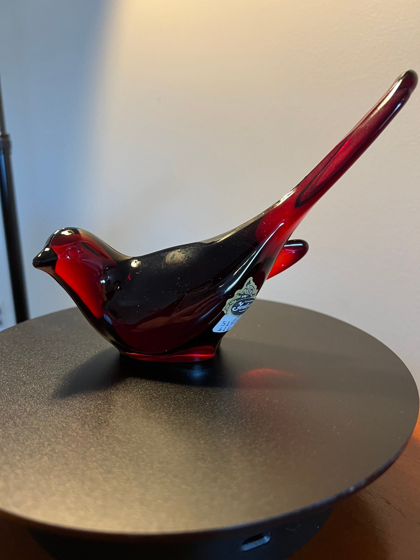 Vintage Fenton Red Long Tail Bird Figurine Amberina Art Glass Red Tailed Glass Figurine Lover Antiques and Vintage