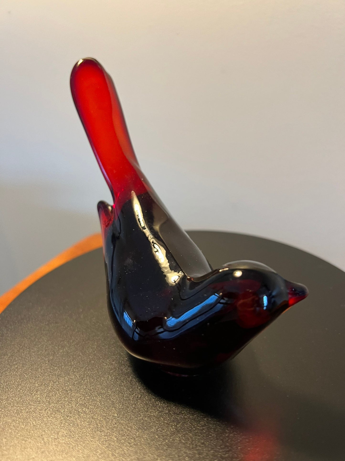 Vintage Fenton Red Long Tail Bird Figurine Amberina Art Glass Red Tailed Glass Figurine Lover Antiques and Vintage