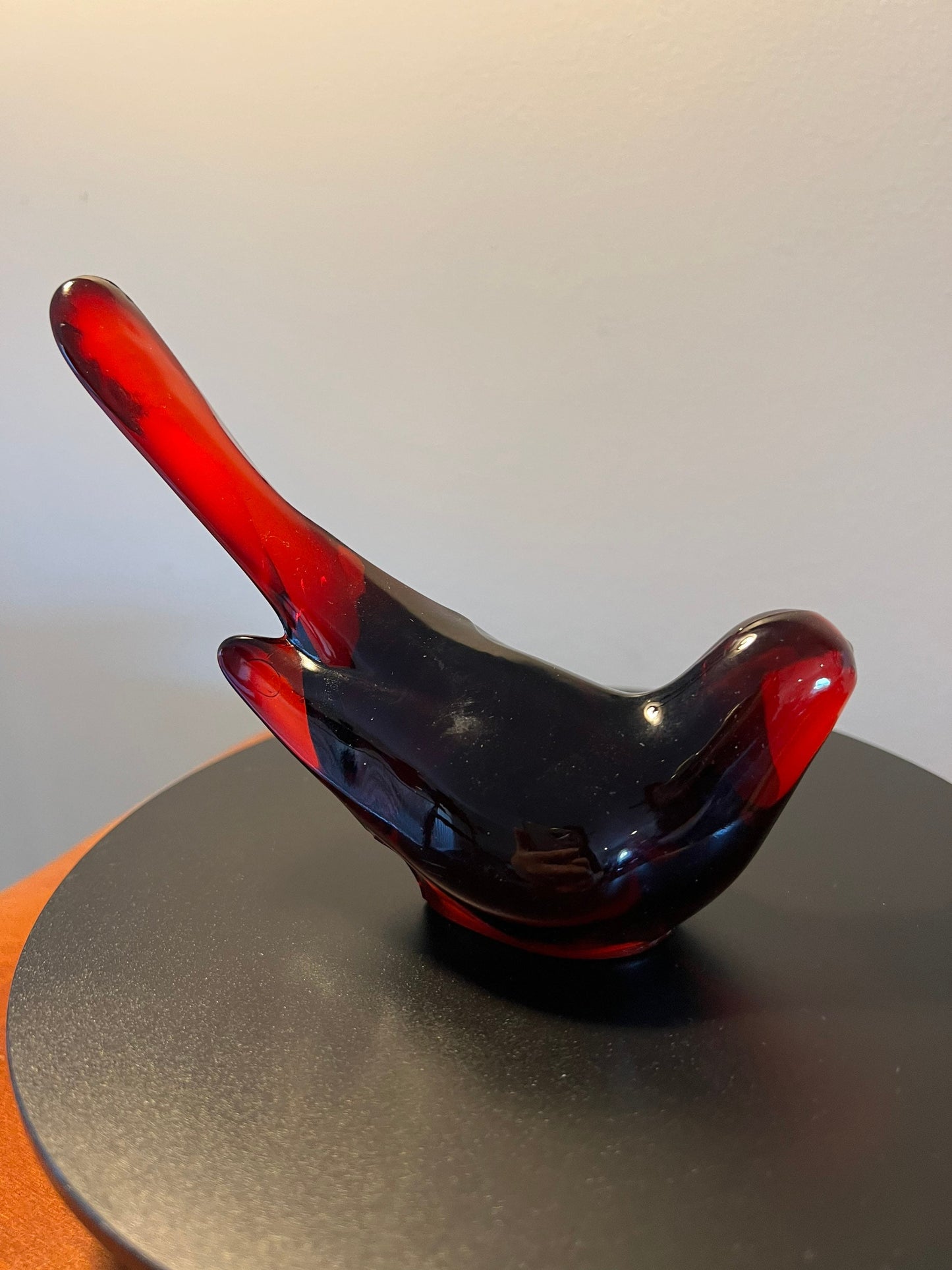 Vintage Fenton Red Long Tail Bird Figurine Amberina Art Glass Red Tailed Glass Figurine Lover Antiques and Vintage