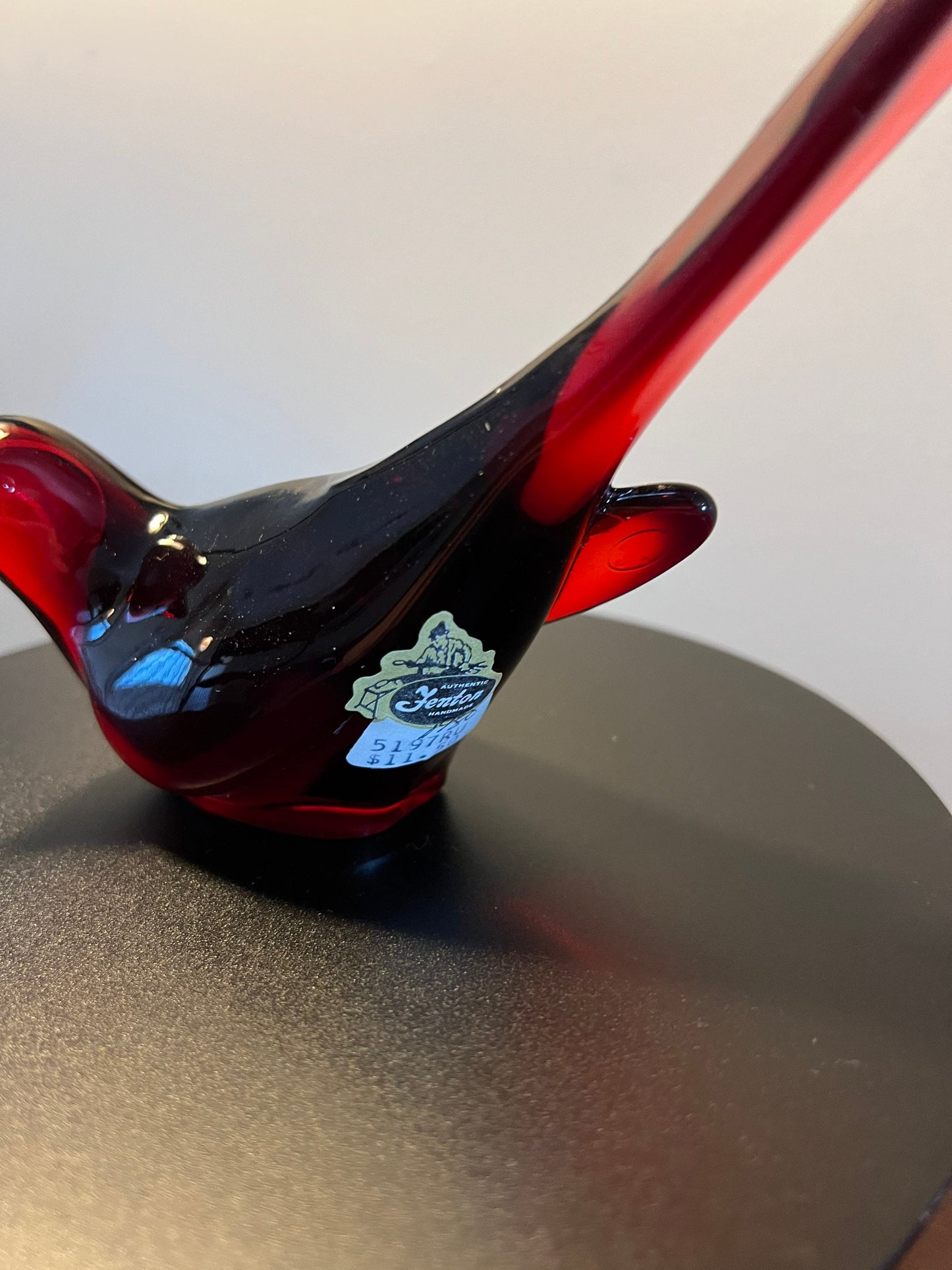Vintage Fenton Red Long Tail Bird Figurine Amberina Art Glass Red Tailed Glass Figurine Lover Antiques and Vintage
