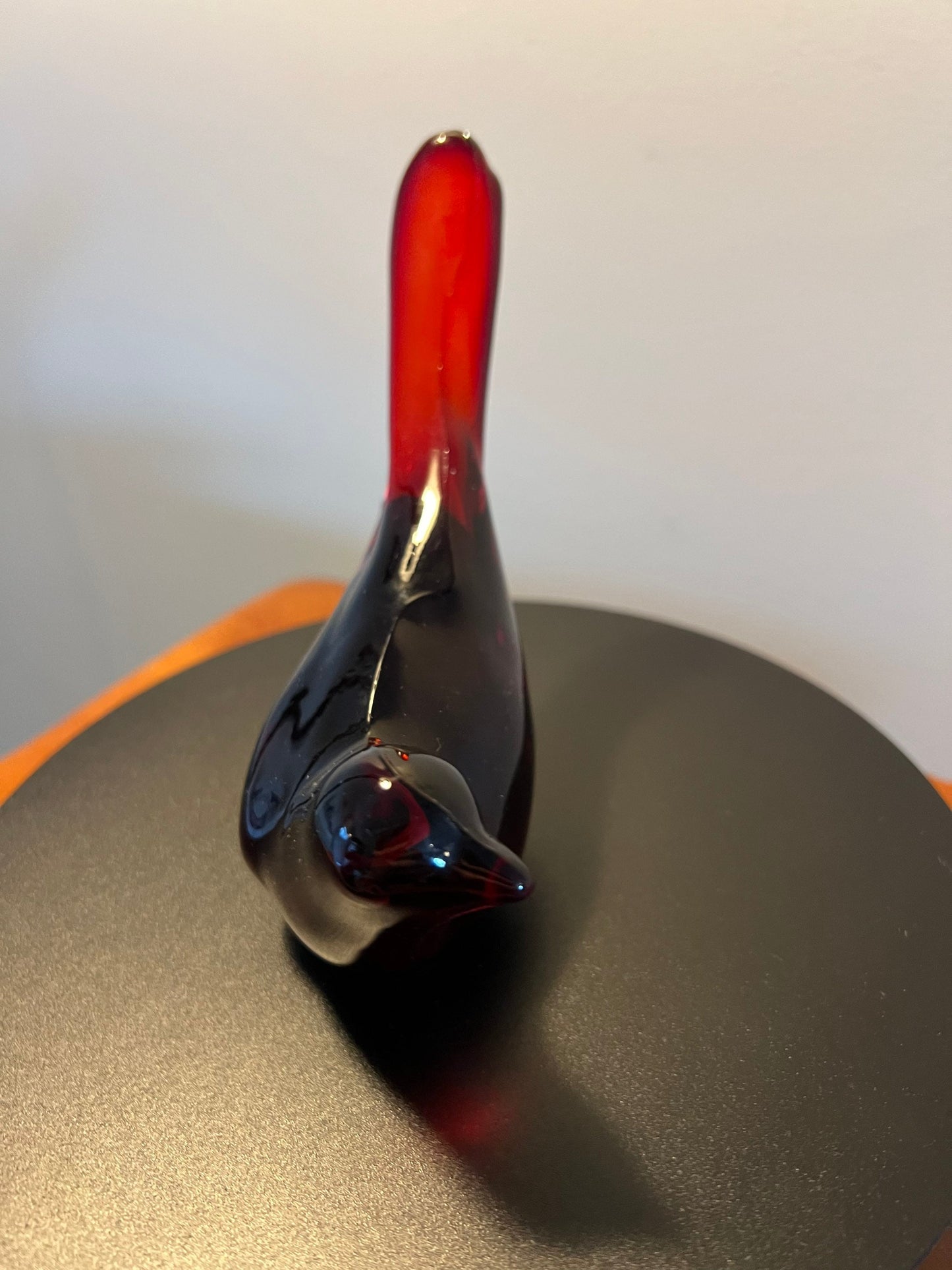 Vintage Fenton Red Long Tail Bird Figurine Amberina Art Glass Red Tailed Glass Figurine Lover Antiques and Vintage