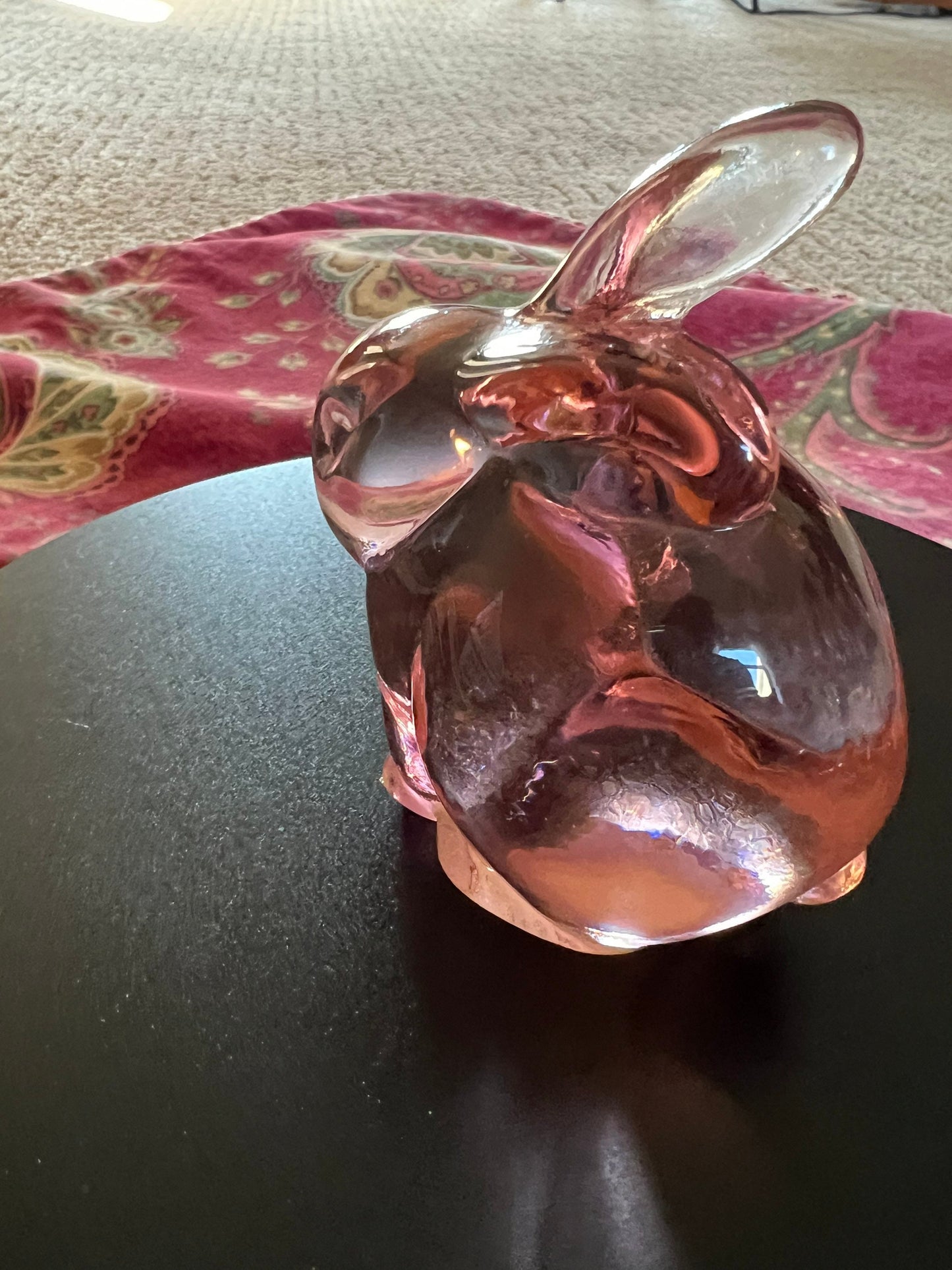 Vintage Fenton Glass Pink  Rabbit Cranberry Bunny Glass Art Lover Antiques and Vintage
