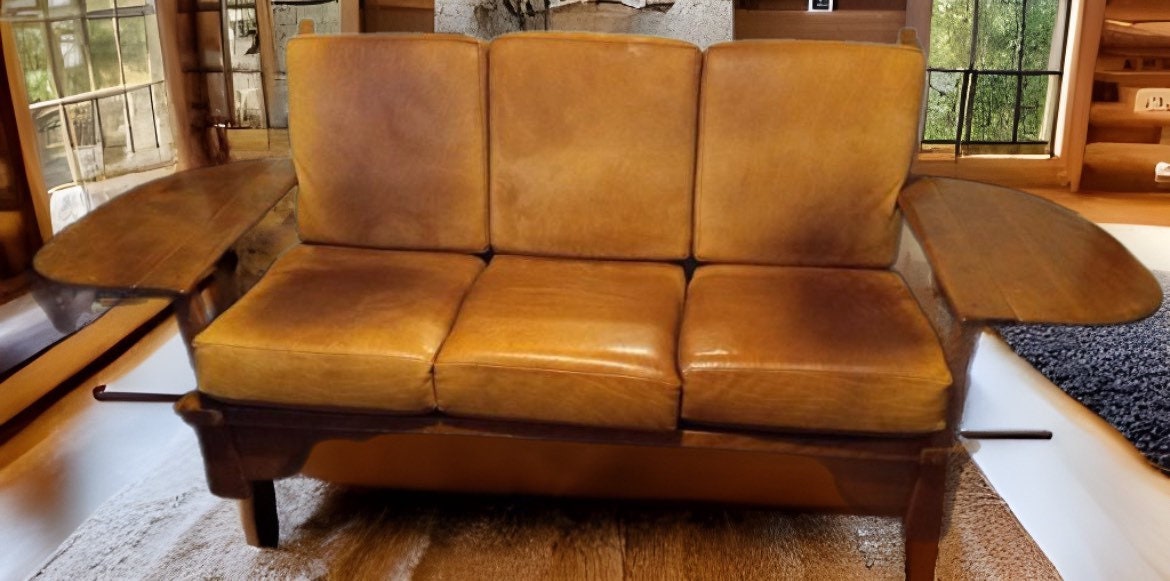 Cushman Colonial Creations Old Bennington Settle No. 5-95-3 Couch Sette Sofa Mid Century Modern Herman de Vries Lover Antiques and Vintage