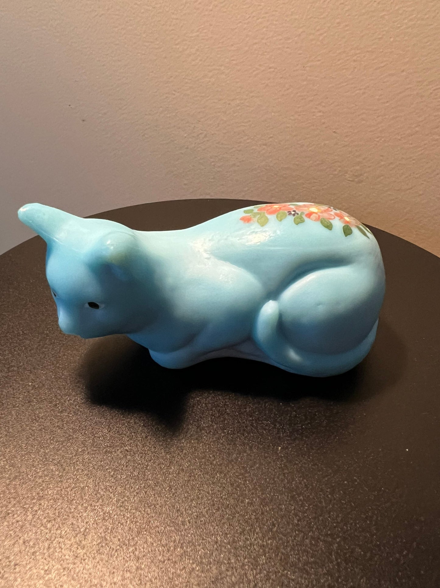Vintage Mosser Blue Cat Hand Painted by Sara Glass Art Cats Lover Antiques and Vintage