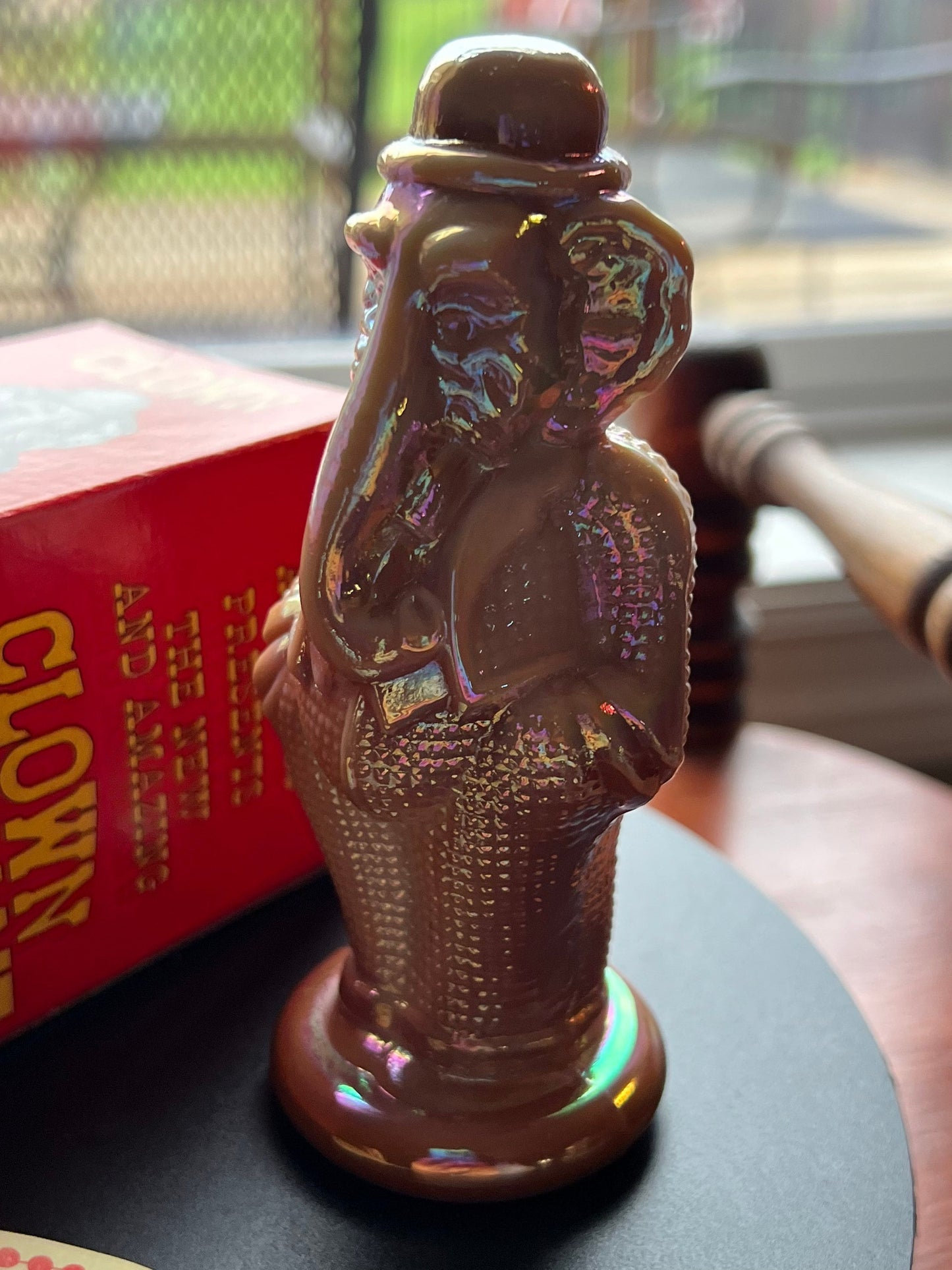 Vintage Brown Elephant Clown Billy Summit Art Trunk Up Russ Vogelsong Sculpture Art Glass Figurine elephants art Lover Antiques and Vintage