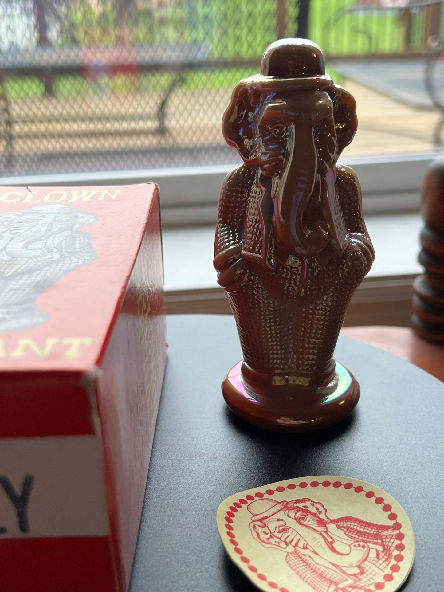 Vintage Brown Elephant Clown Billy Summit Art Trunk Up Russ Vogelsong Sculpture Art Glass Figurine elephants art Lover Antiques and Vintage