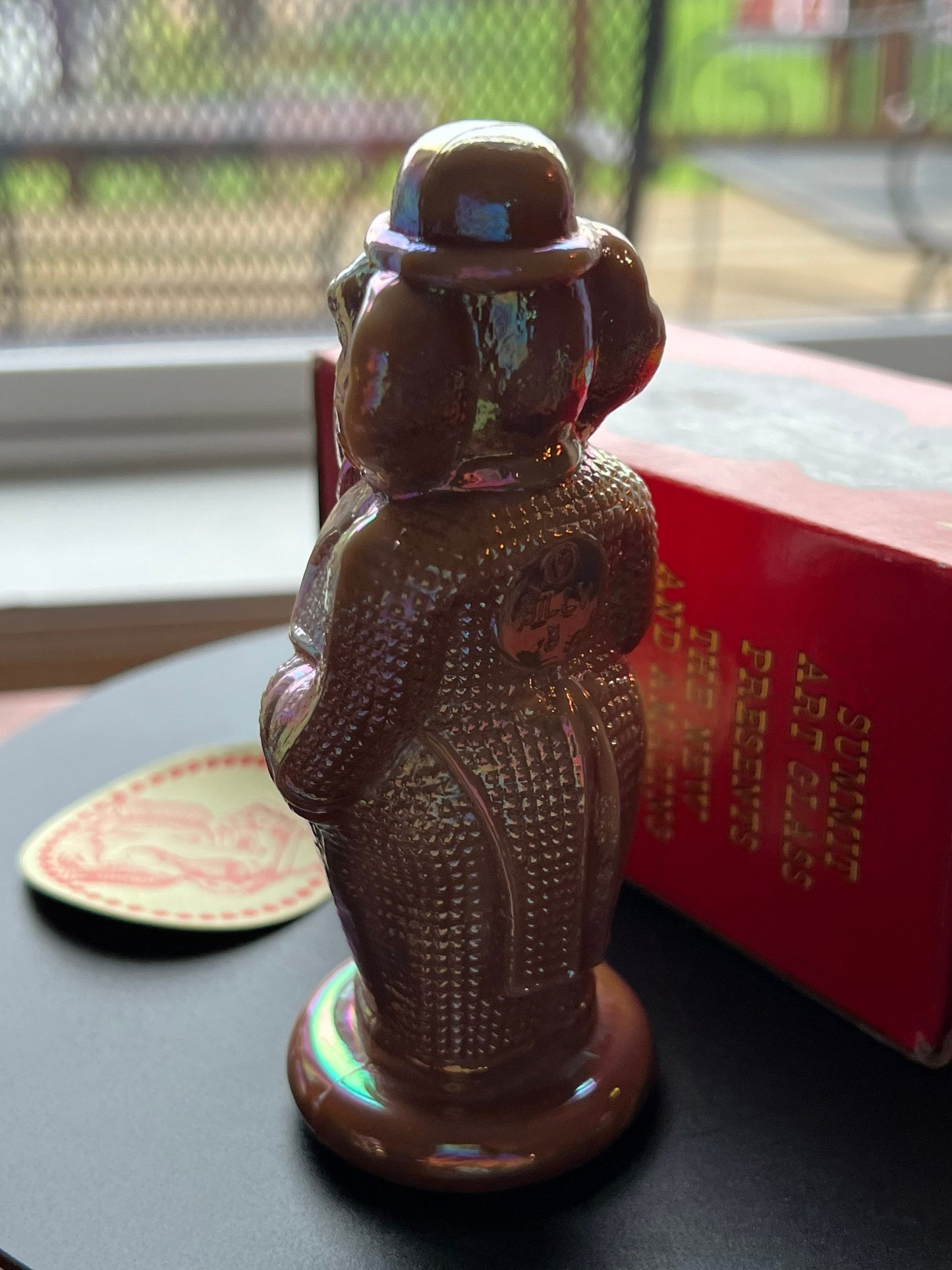Vintage Brown Elephant Clown Billy Summit Art Trunk Up Russ Vogelsong Sculpture Art Glass Figurine elephants art Lover Antiques and Vintage