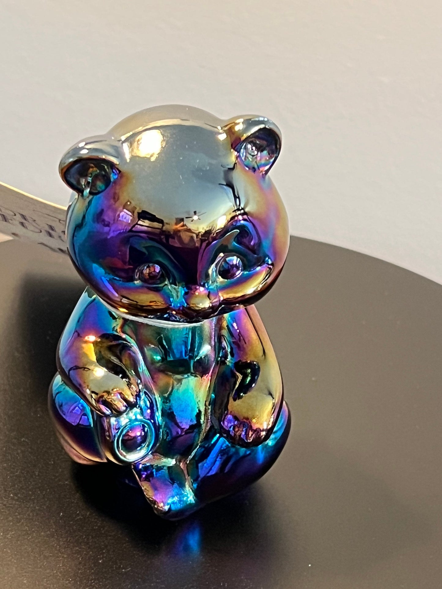 Vintage Fenton Iridescent Red Carnival Glass Bear Cub Animal Glass Art Lover Antiques and Vintage