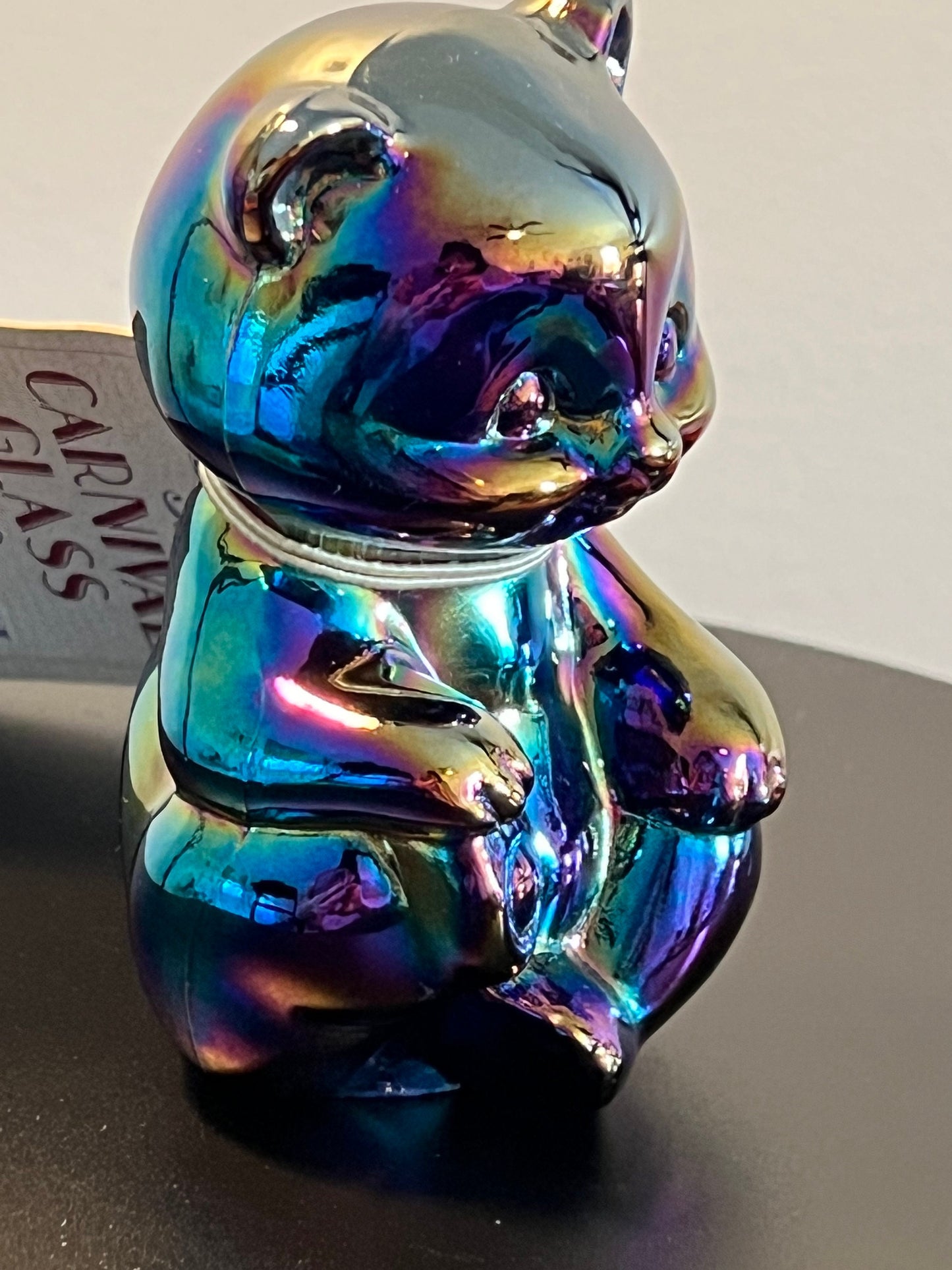 Vintage Fenton Iridescent Red Carnival Glass Bear Cub Animal Glass Art Lover Antiques and Vintage
