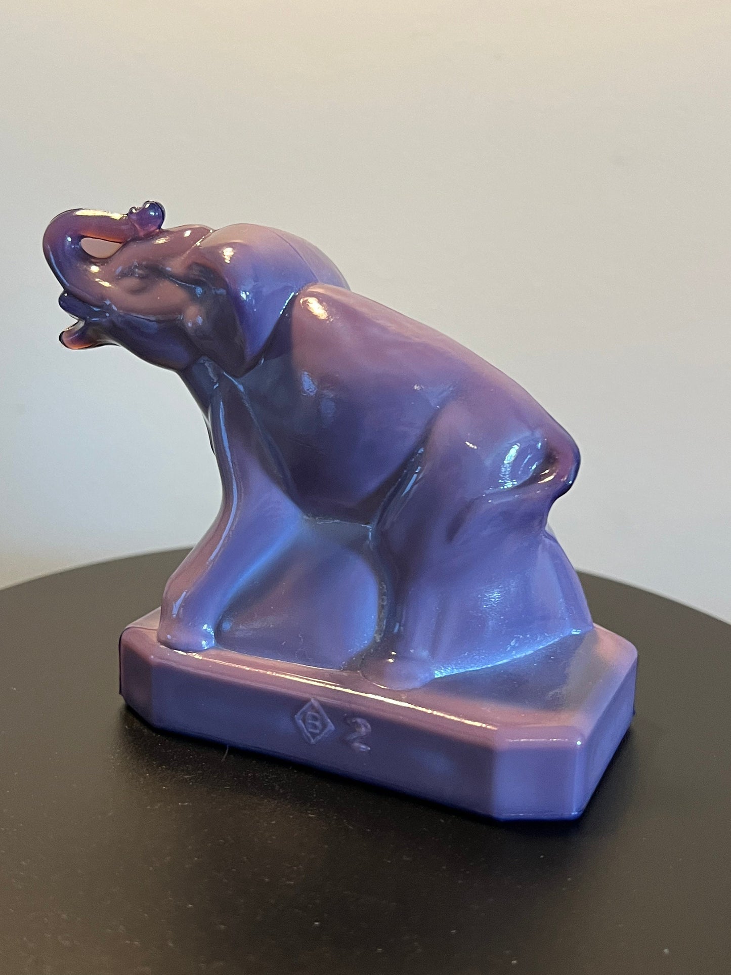 Vintage Boyds Lavender Elephant Zack the Elephant figurine paperweight glass art elephant with trunk up lucky elephants collectibles