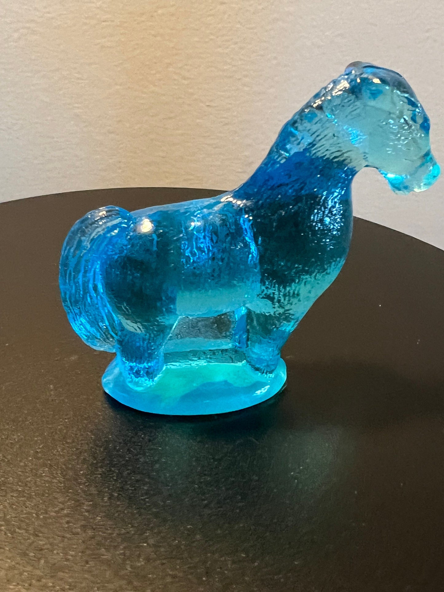 Vintage Blue Glass Horse Figurine by Summit Art Glass Company Hand Pressed in the USA Horses Lover Antiques and Vintage