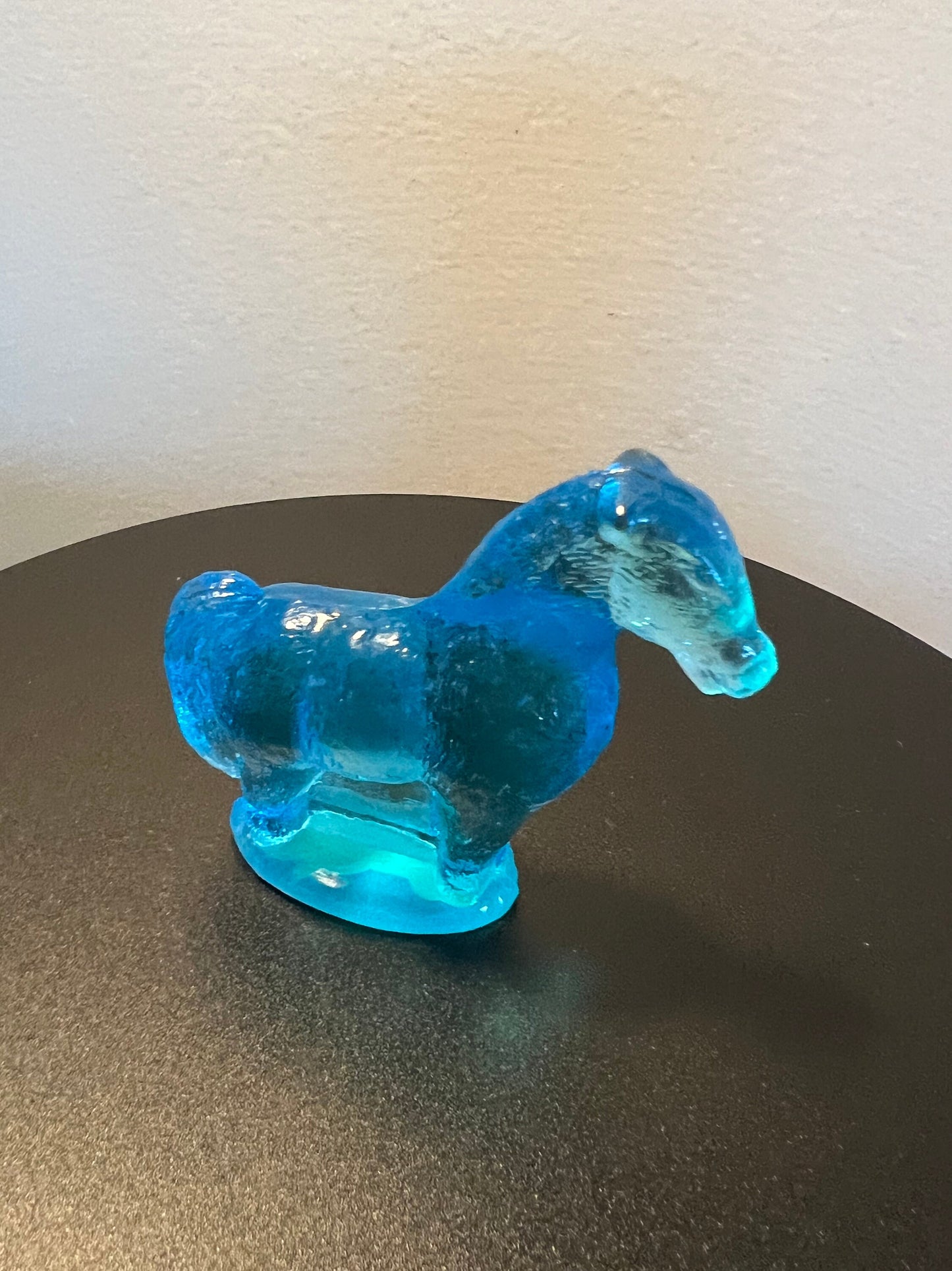 Vintage Blue Glass Horse Figurine by Summit Art Glass Company Hand Pressed in the USA Horses Lover Antiques and Vintage