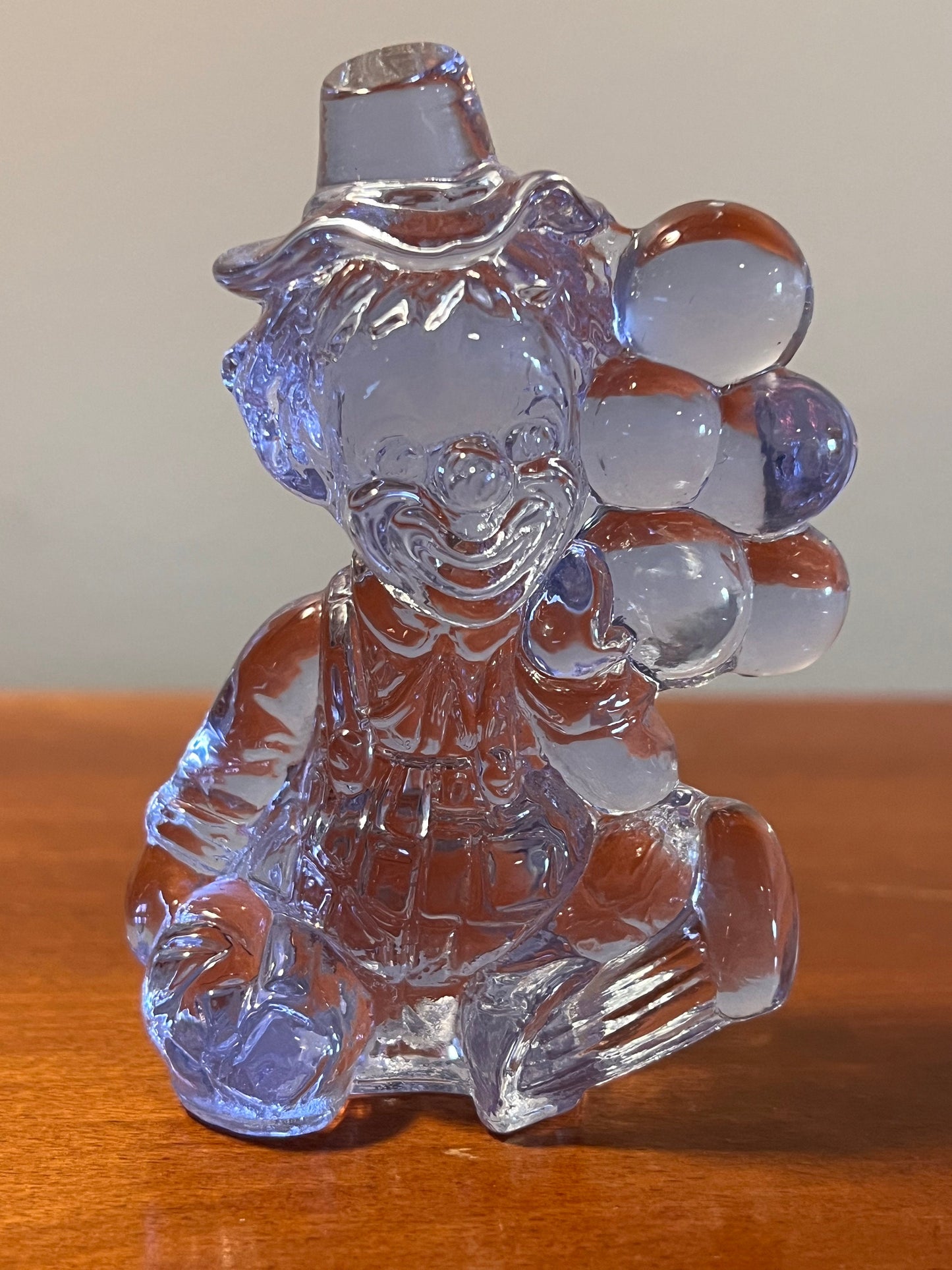 Vintage Viking Blue Green Glass Clown Bookend Paperweight Signed Art Glass Lover Antiques