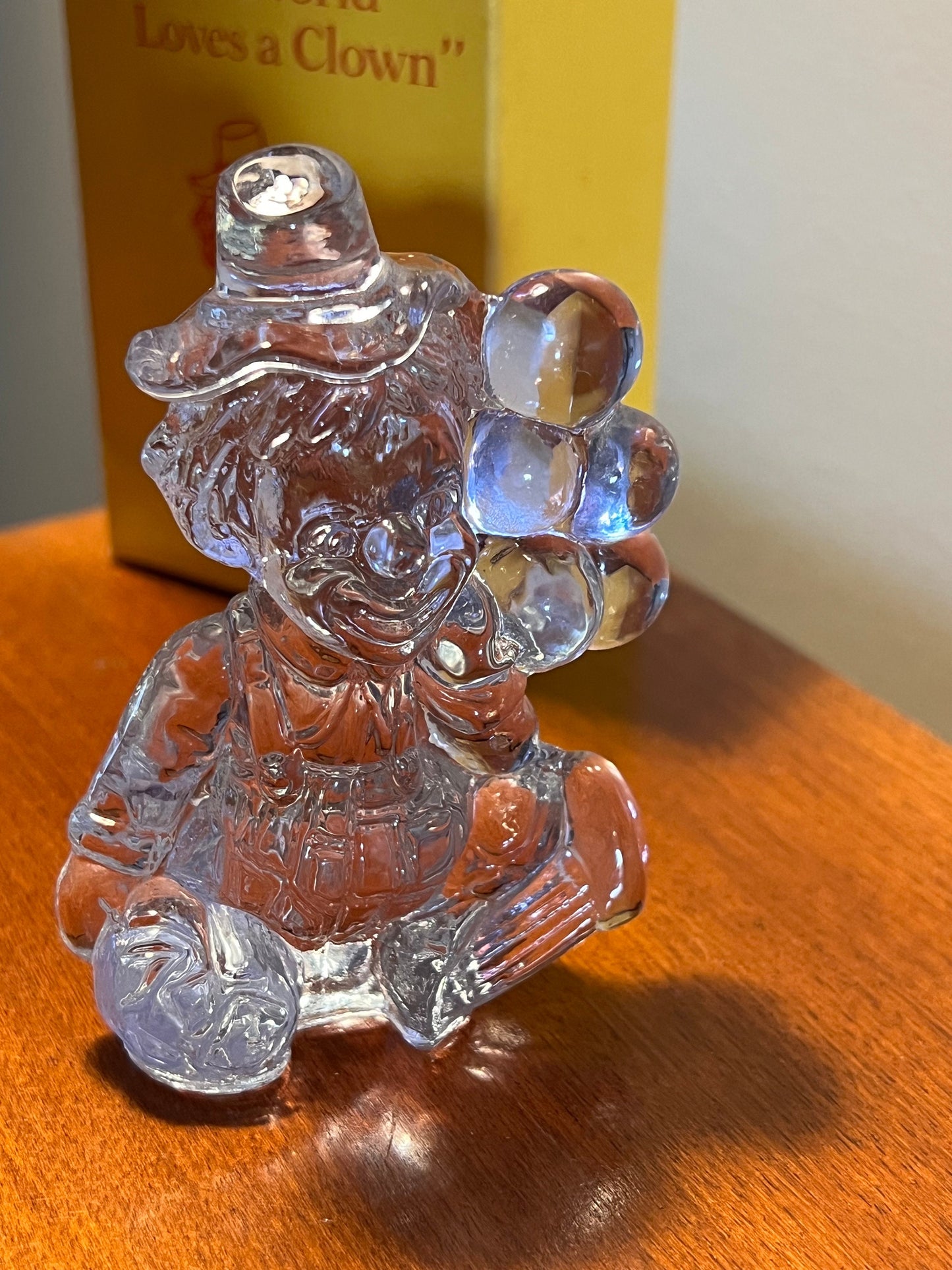 Vintage Viking Blue Green Glass Clown Bookend Paperweight Signed Art Glass Lover Antiques