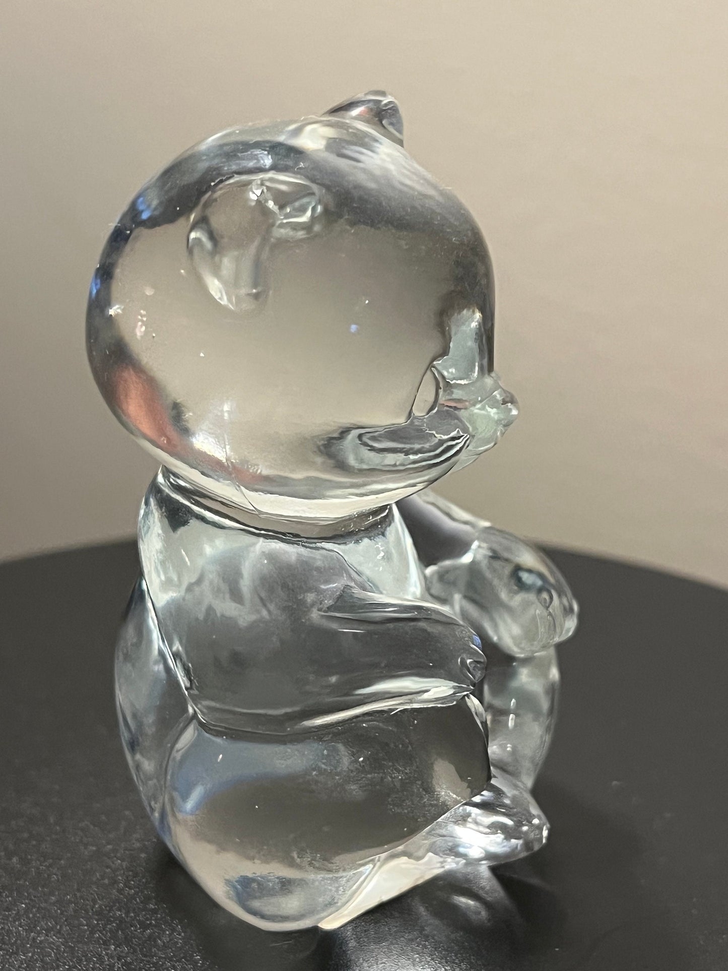 Vintage Fenton Clear Glass Bear Cub Animal Glass Art Paperweight Lover Antiques and Vintage
