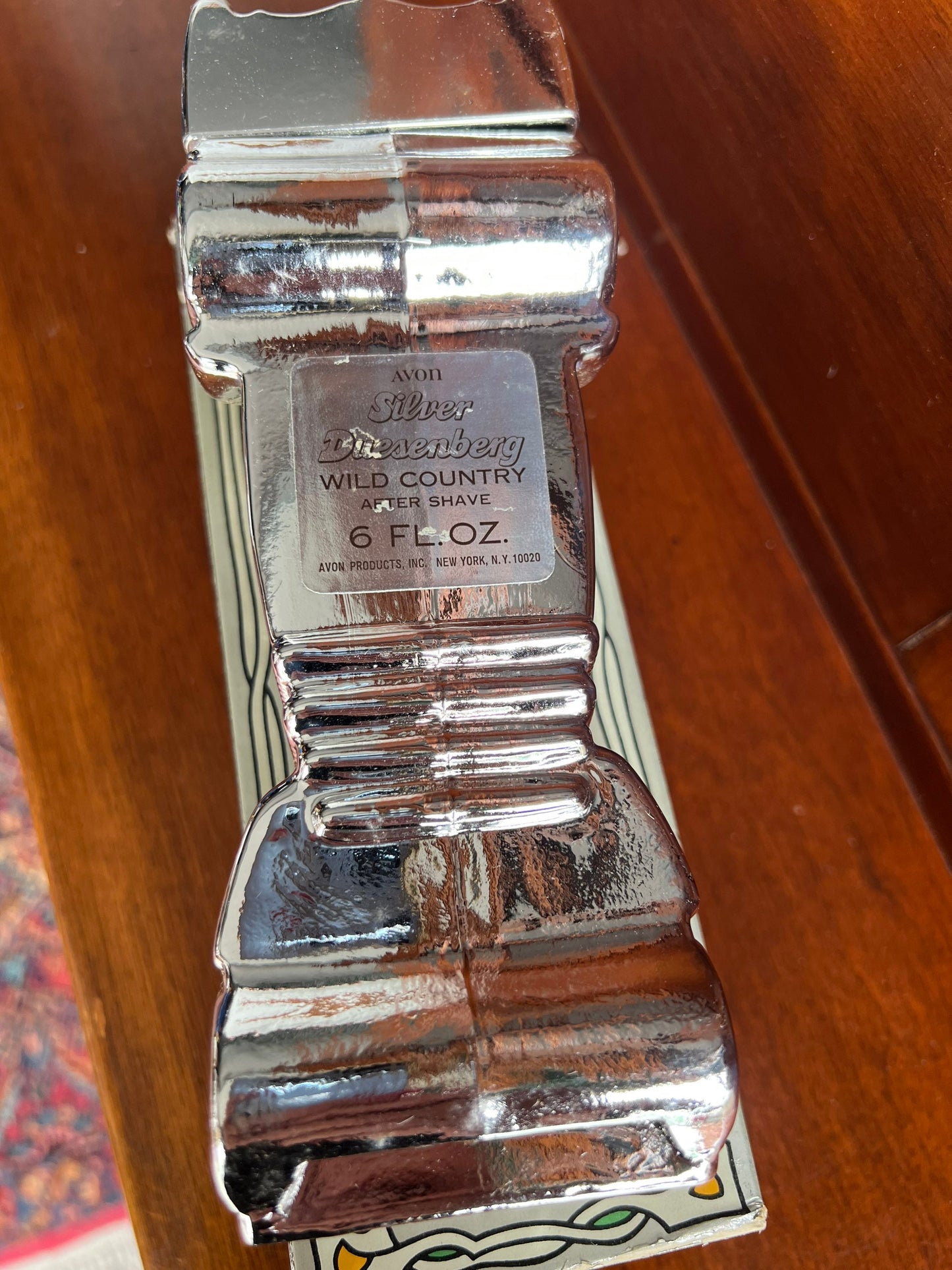 Vintage Avon Silver Duesenberg Car Decanter Wild Country After Shave 6 ounces original box full bottle Perfume Lover Antiques and Vintage