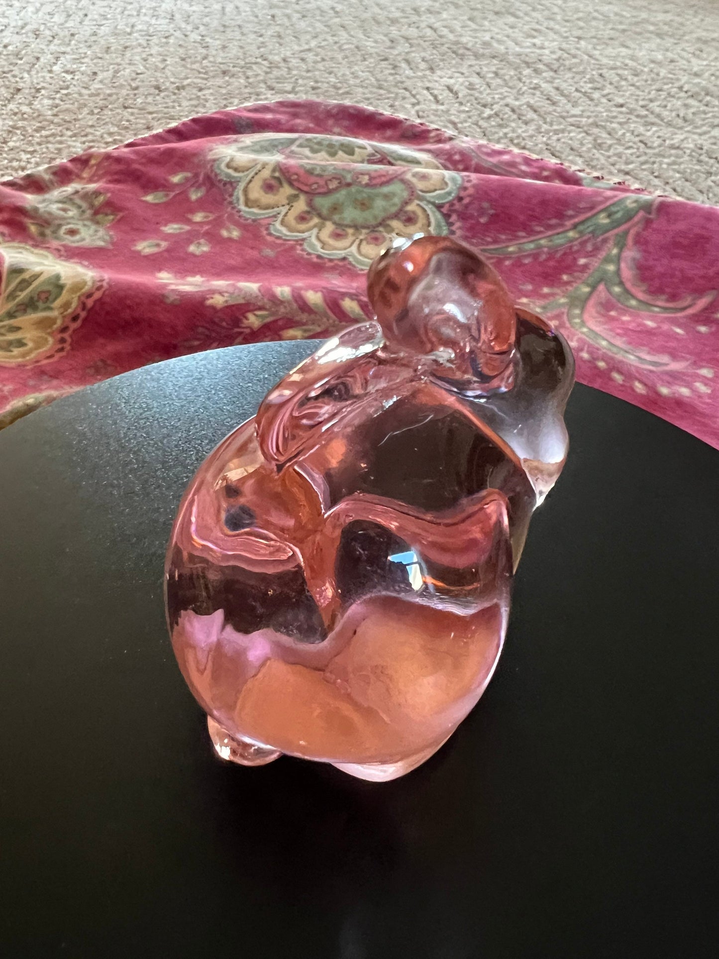 Vintage Fenton Glass Pink  Rabbit Cranberry Bunny Glass Art Lover Antiques and Vintage