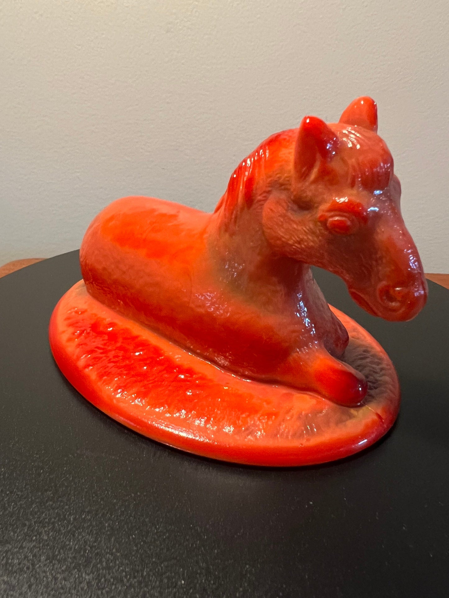 Vintage Horse Figurine Summit Art Orange Slag Glass Amberina Lover Antiques and Vintage