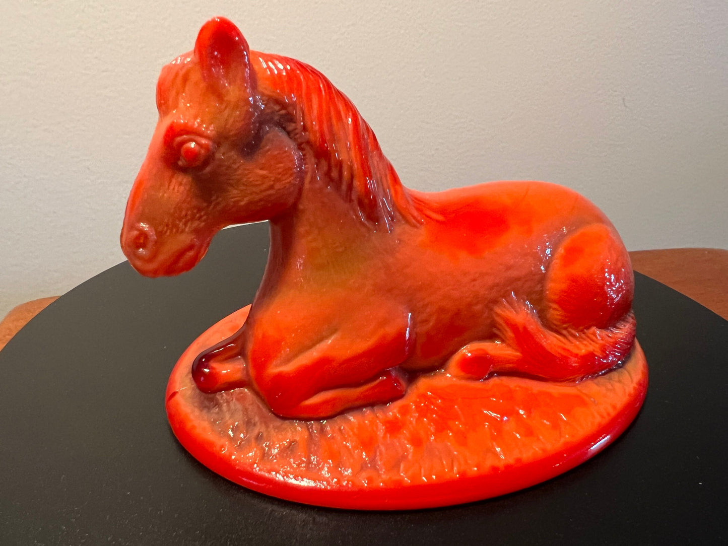 Vintage Horse Figurine Summit Art Orange Slag Glass Amberina Lover Antiques and Vintage