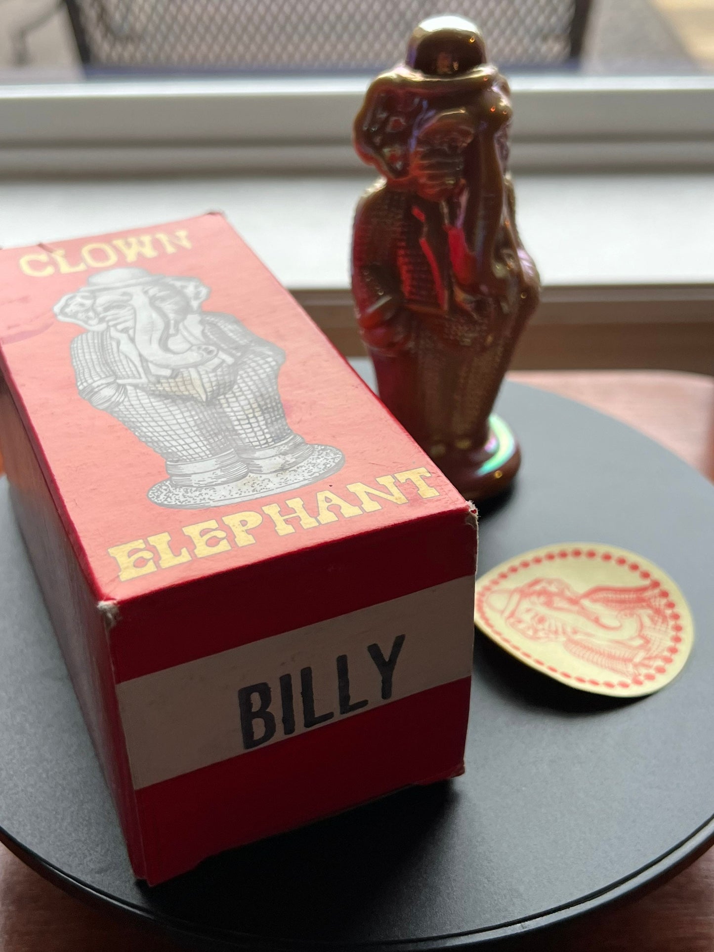 Vintage Brown Elephant Clown Billy Summit Art Trunk Up Russ Vogelsong Sculpture Art Glass Figurine elephants art Lover Antiques and Vintage