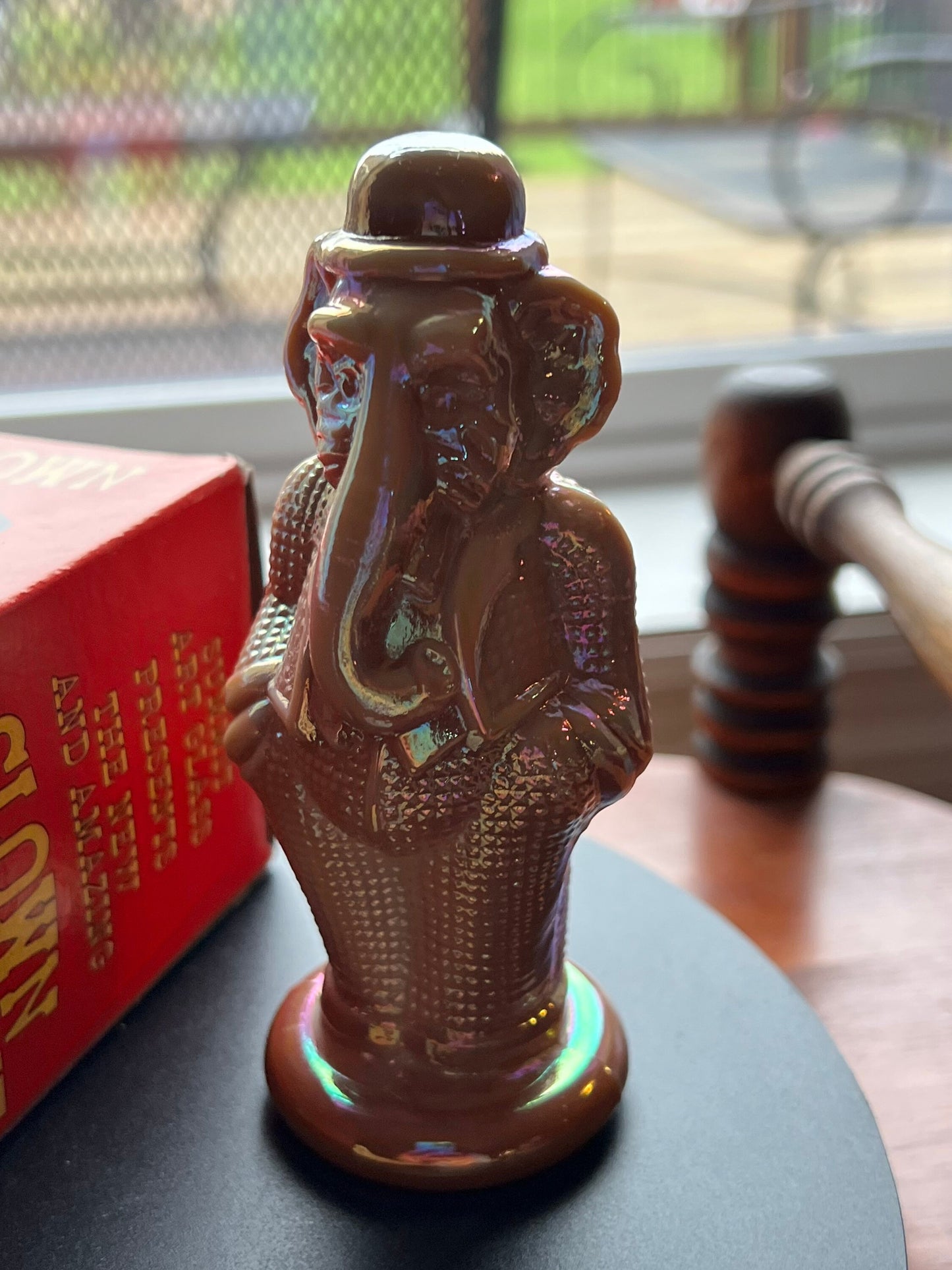 Vintage Brown Elephant Clown Billy Summit Art Trunk Up Russ Vogelsong Sculpture Art Glass Figurine elephants art Lover Antiques and Vintage