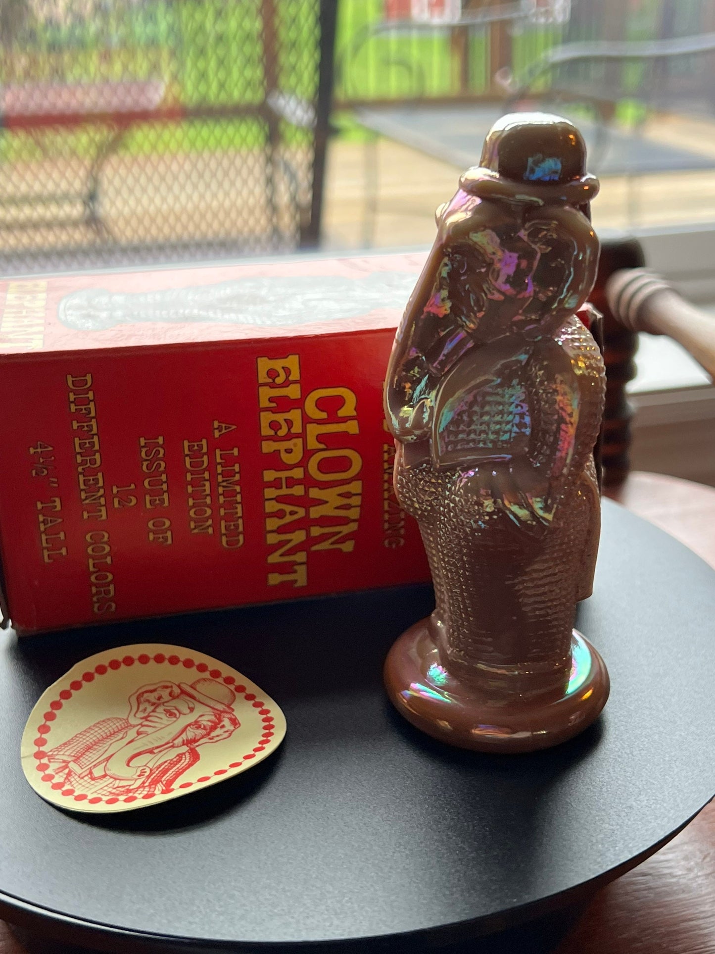 Vintage Brown Elephant Clown Billy Summit Art Trunk Up Russ Vogelsong Sculpture Art Glass Figurine elephants art Lover Antiques and Vintage