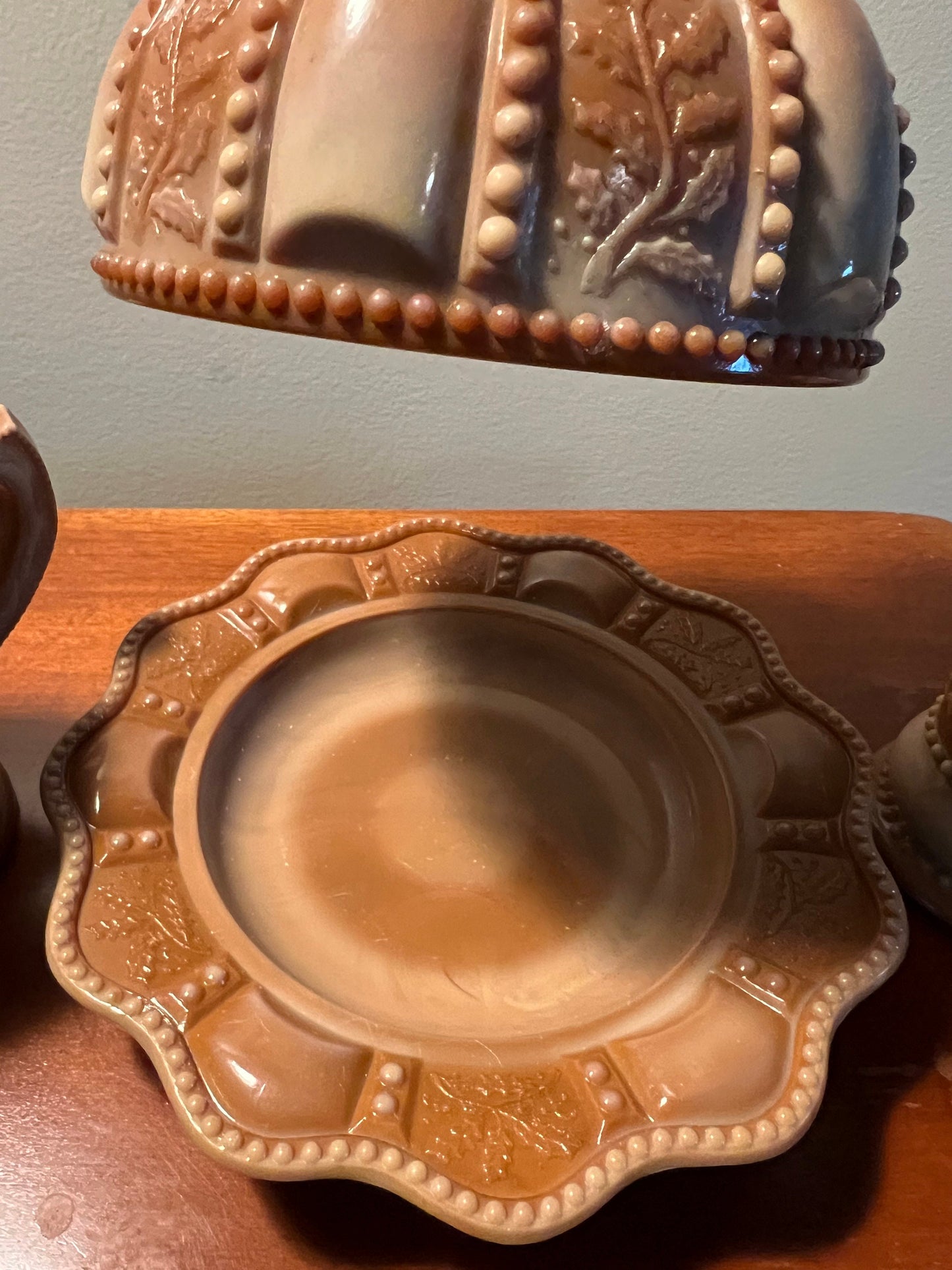 Vintage Russ Vogelsong Chocolate Slag Glass Covered Butter Dish Sugar Dish Creamer Summit Art Glass Lover Antiques and Vintage