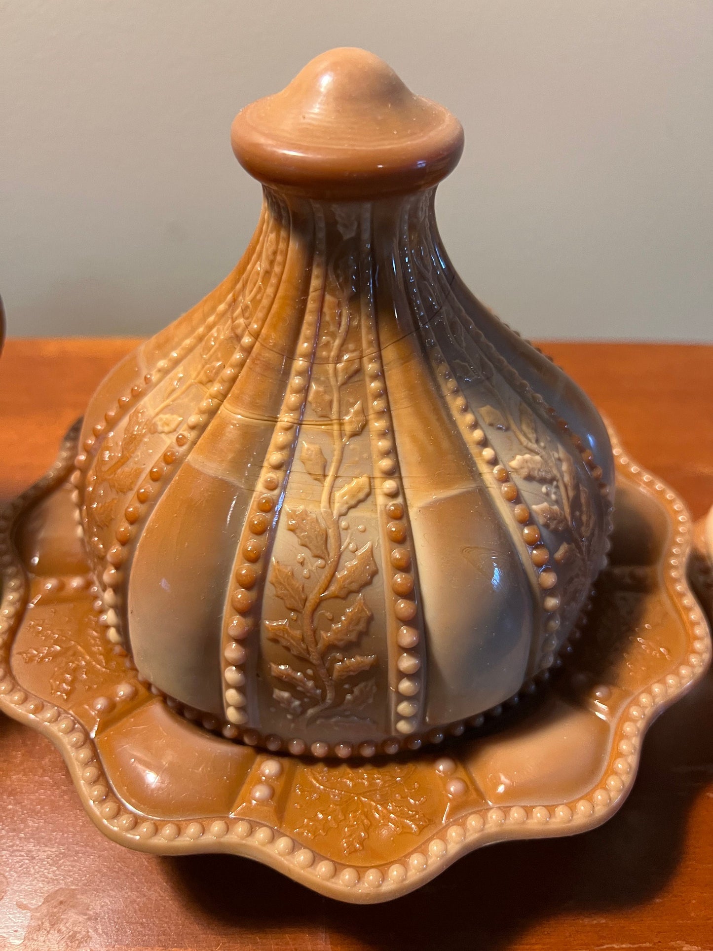 Vintage Russ Vogelsong Chocolate Slag Glass Covered Butter Dish Sugar Dish Creamer Summit Art Glass Lover Antiques and Vintage