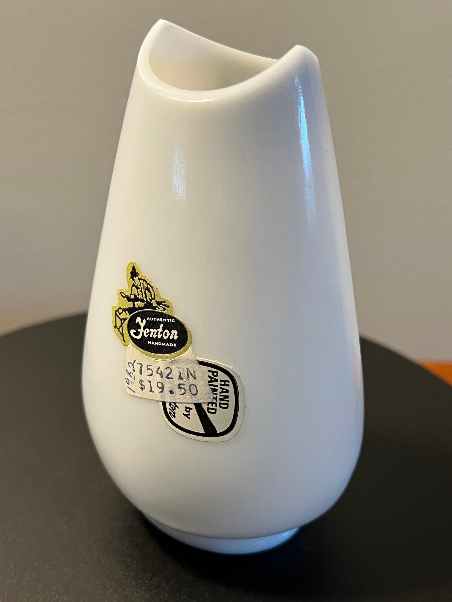 Vintage Fenton Iris on Bone White Milk Glass Vase #7542 Hand Painted by K. Brunny Art Glass Lover Antiques and Vintage