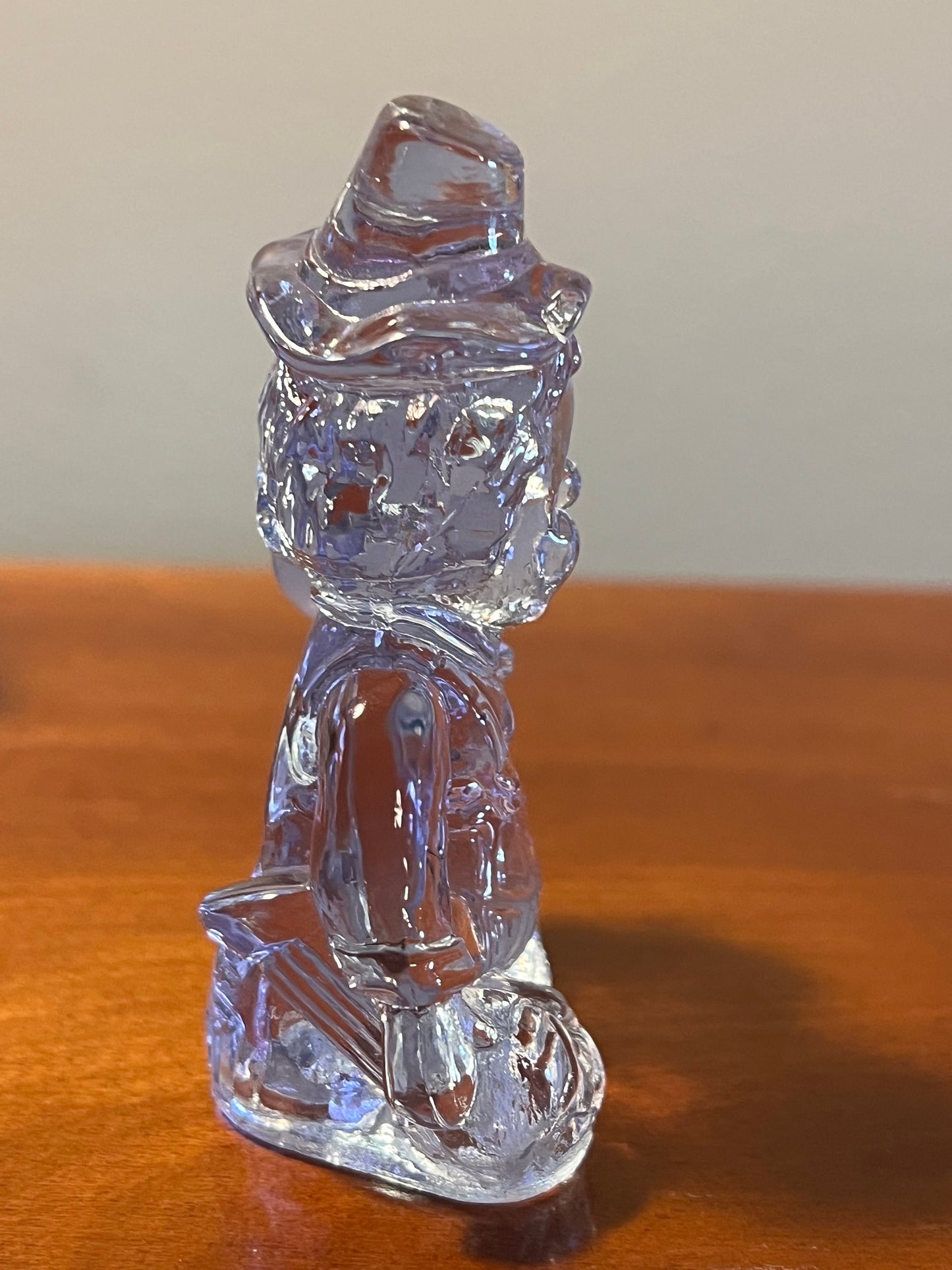 Vintage Viking Blue Green Glass Clown Bookend Paperweight Signed Art Glass Lover Antiques