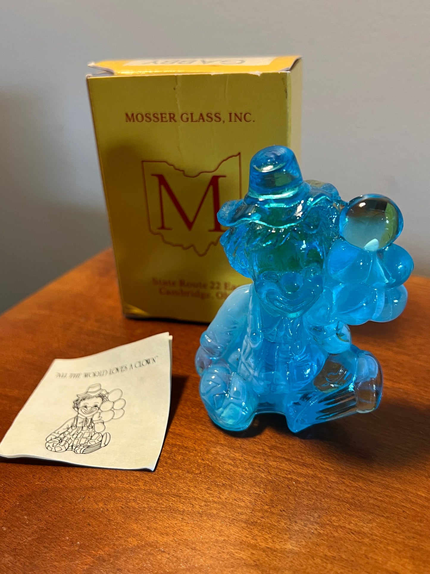 Vintage Mosser Slag Glass Clown Gabby with Original Box Glass Art Lover Antiques and Vintage