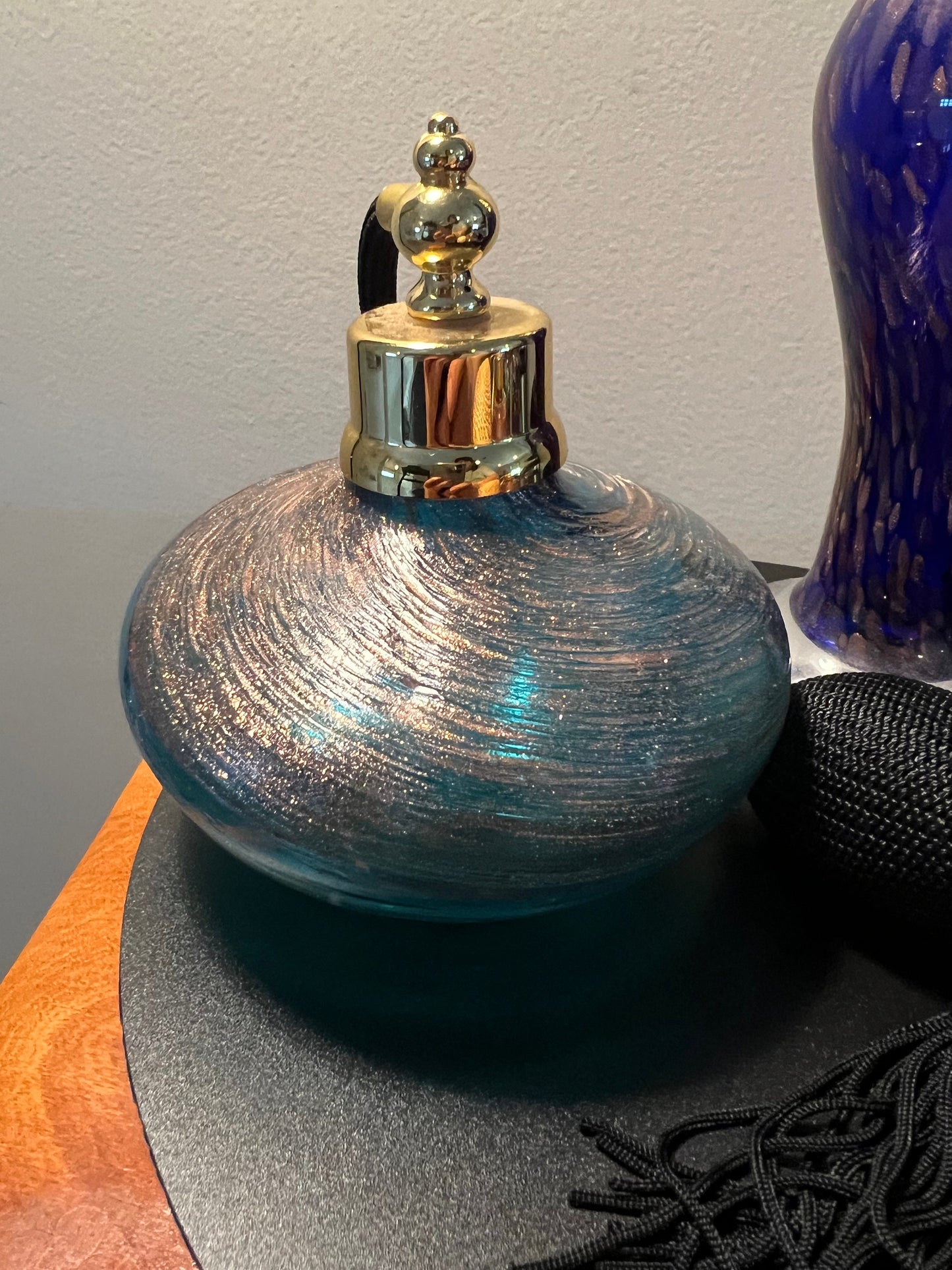 Vintage Cobalt Blue Venetian Collection of 3 Perfume Bottles Decanters, Atomizers, Glass Art, Pretty Bottle, Artsy Lover Antiques